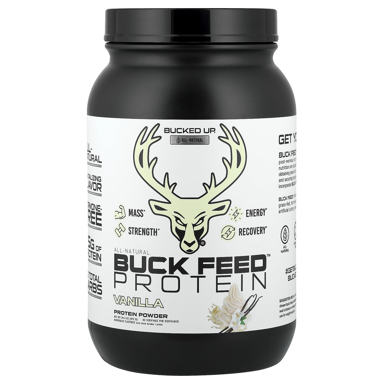 Bucked Up Buck Feed, Protein Powder – Vanilla – 972 g — Tunisie