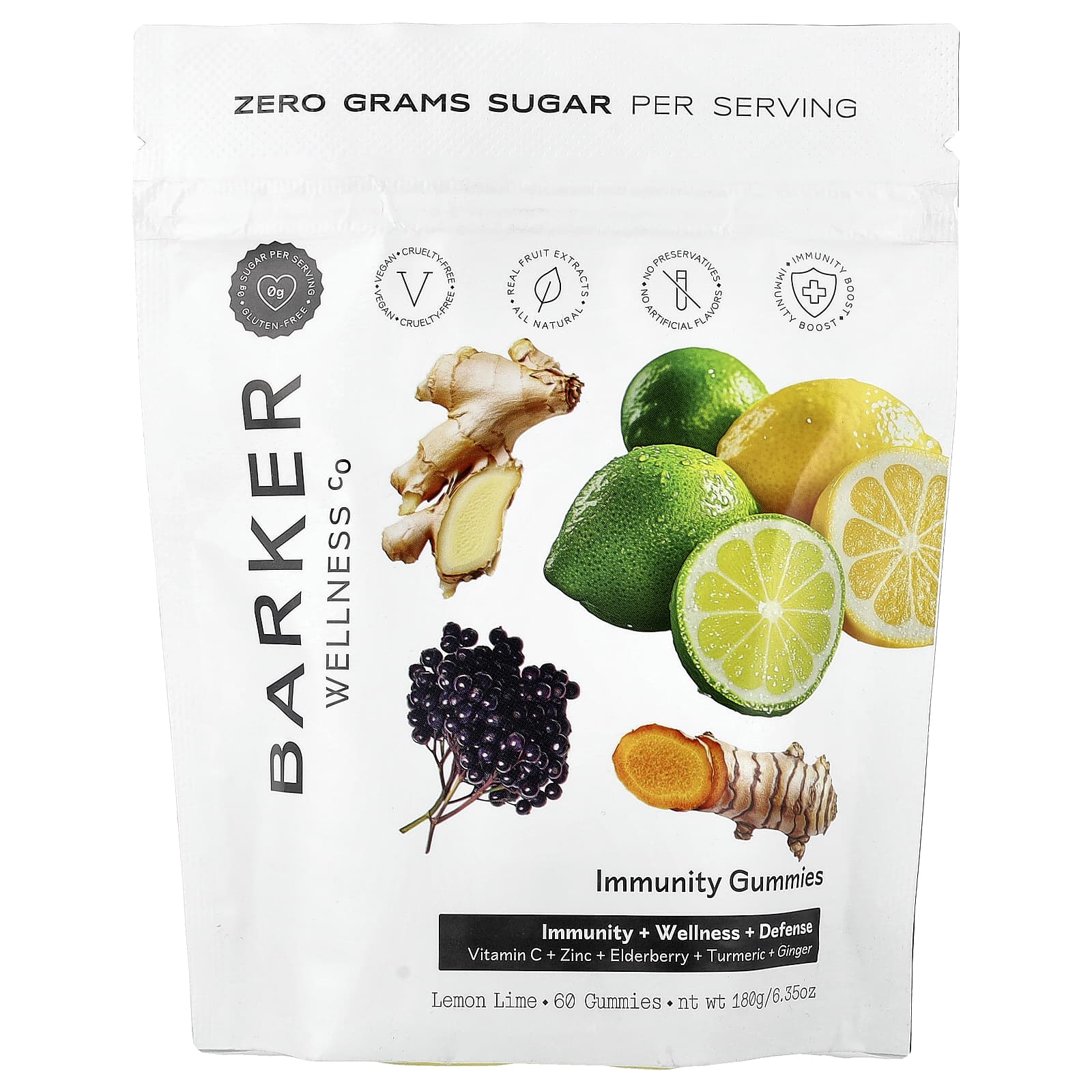 Barker Wellness Co Immunity Gummies – Lemon Lime – 60 gommes — Tunisie