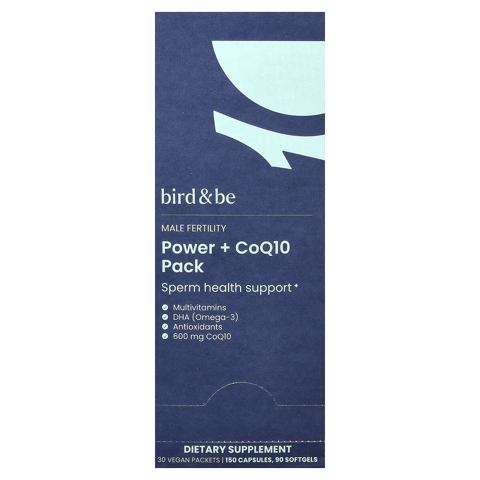 Bird&Be Male Fertility Power + CoQ10 Pack, 30 Vegan Packets — Tunisie