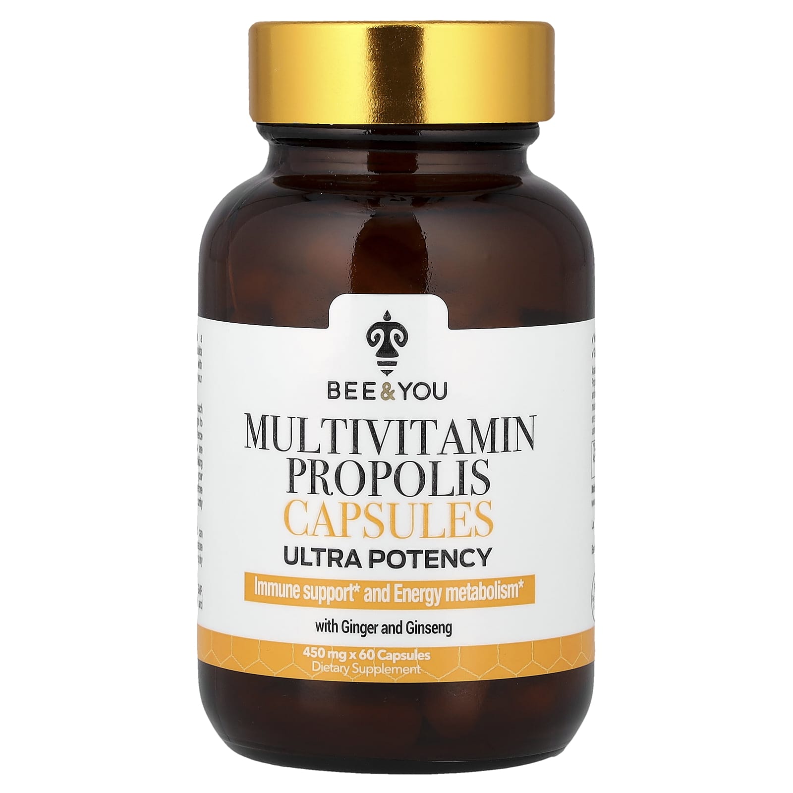 Bee & You Multivitamin Propolis Capsules with Ginger and Ginseng, Ultra Potency – 60 gélules — Tunisie