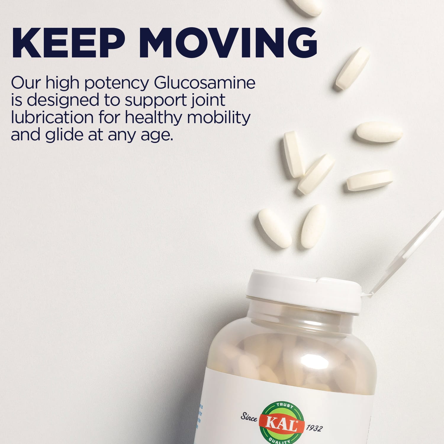 KAL 100% Vegetarian Glucosamine – 60 comprimés — étiquette 1