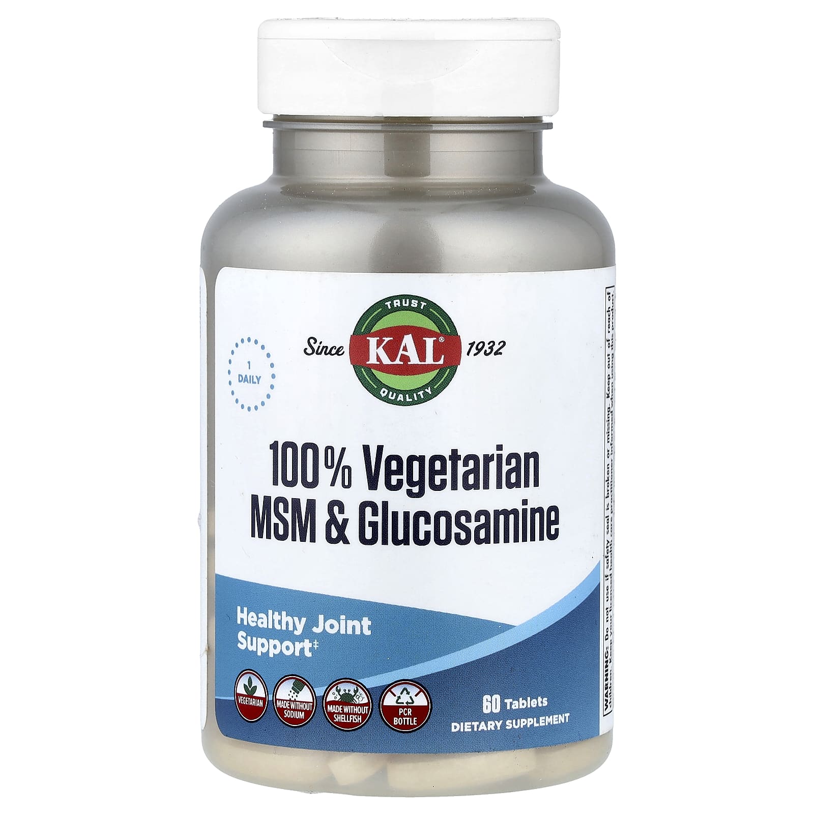 KAL 100% Vegetarian MSM & Glucosamine – 60 comprimés — Tunisie