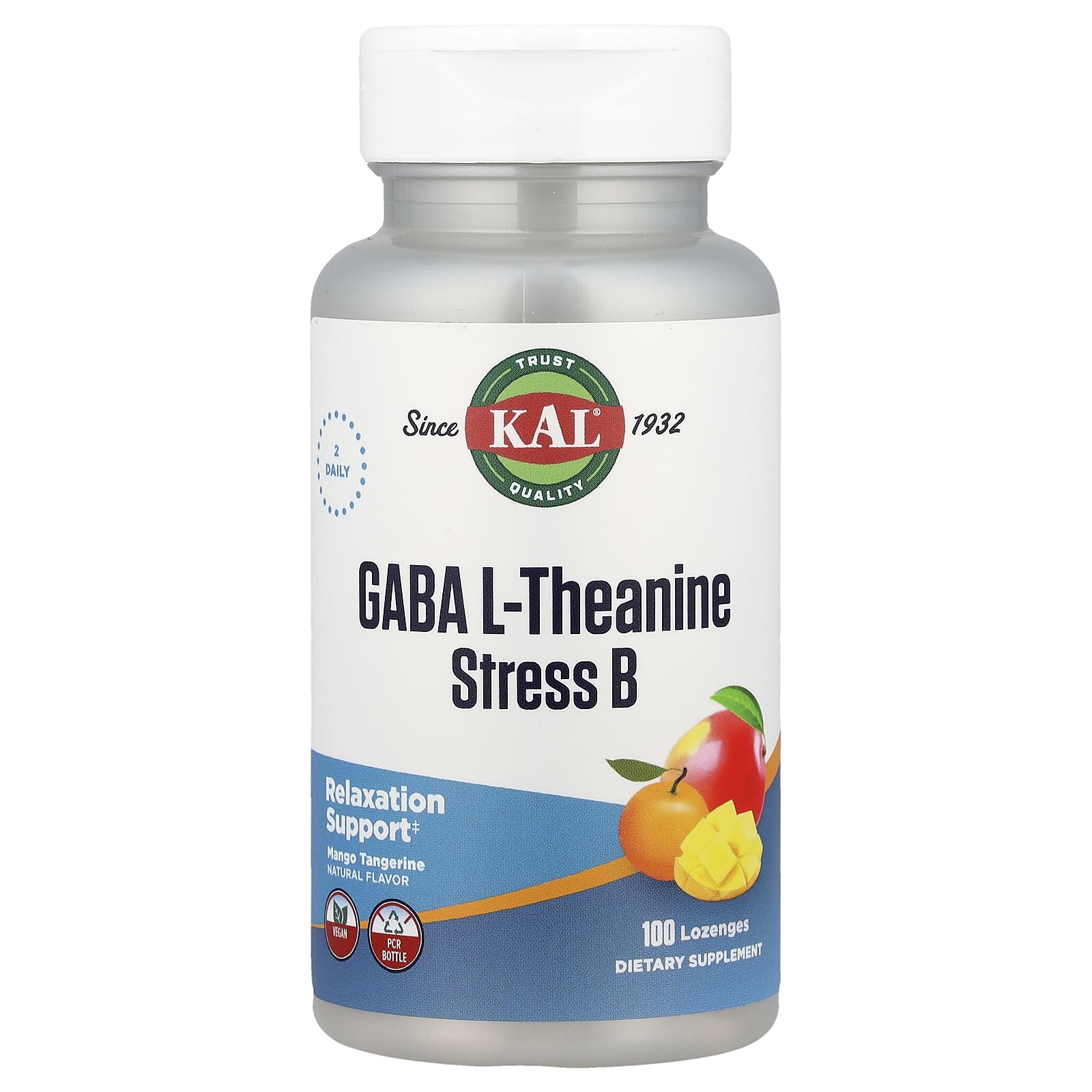 KAL GABA L-Theanine Stress B – Mango Tangerine – 100 pastilles — Tunisie