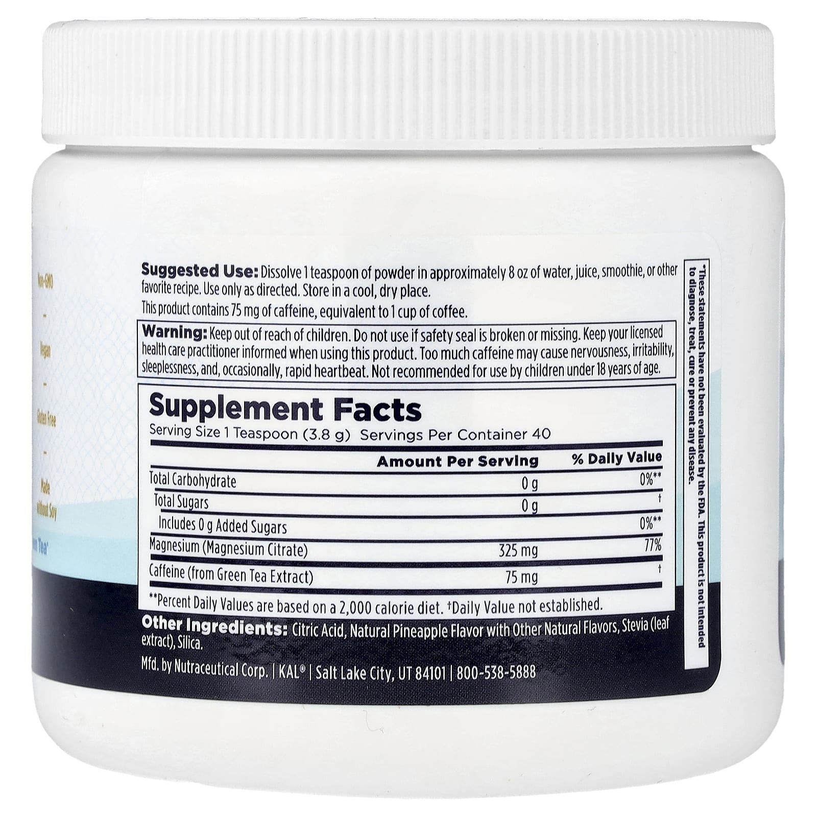 KAL Energy Magnesium Powder – Pineapple – 153 g — photo 2 sur 2