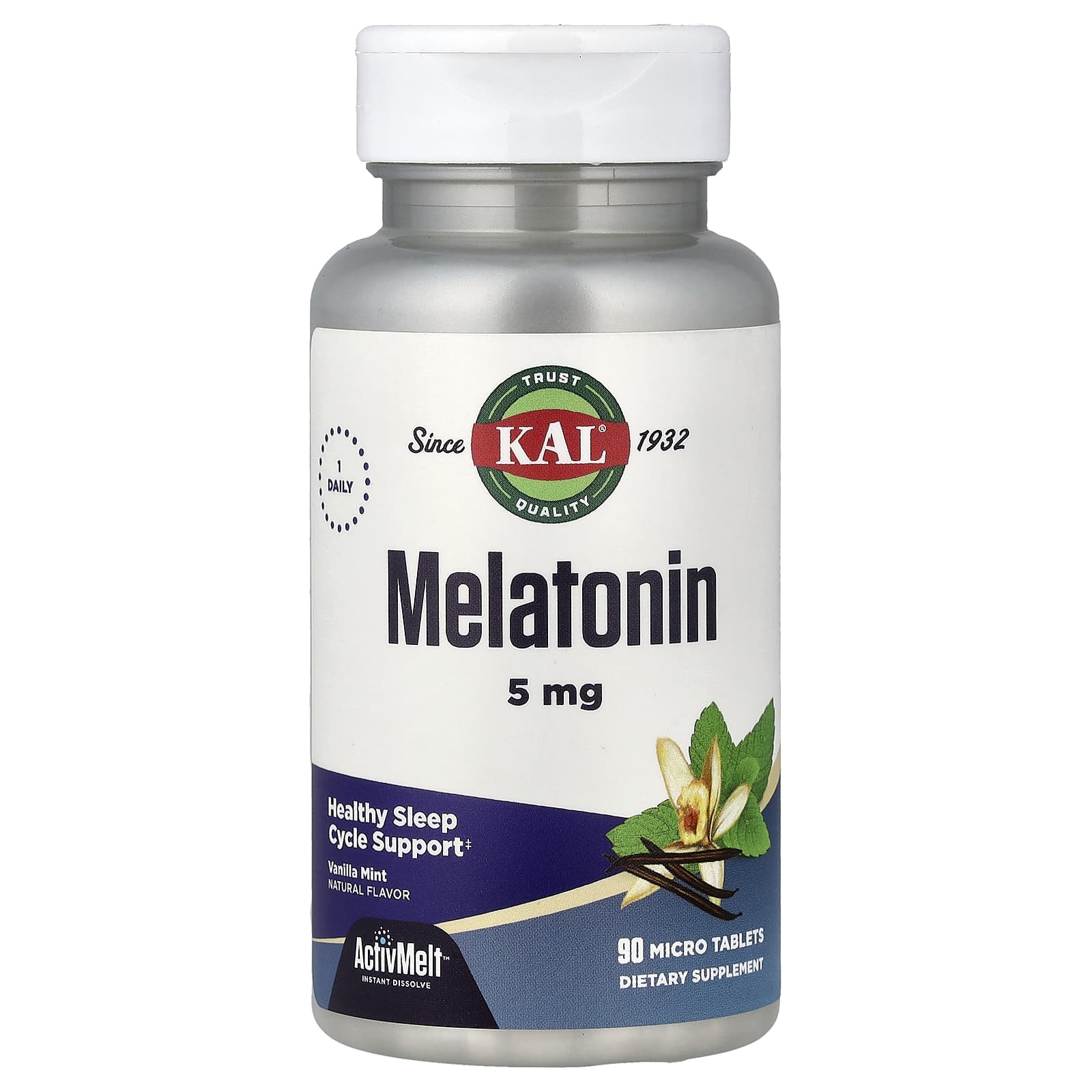 KAL Melatonin, 90 Micro Tablets – Vanilla Mint — Tunisie