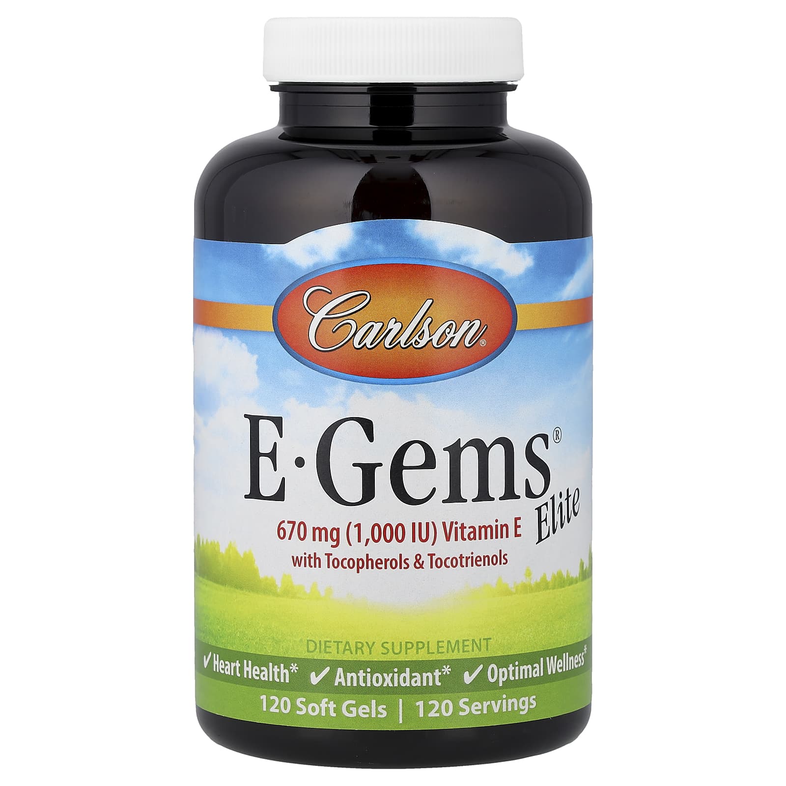 Carlson E-Gems Elite, Vitamin E with Tocopherols & Tocotrienols – 120 capsules molles — Tunisie