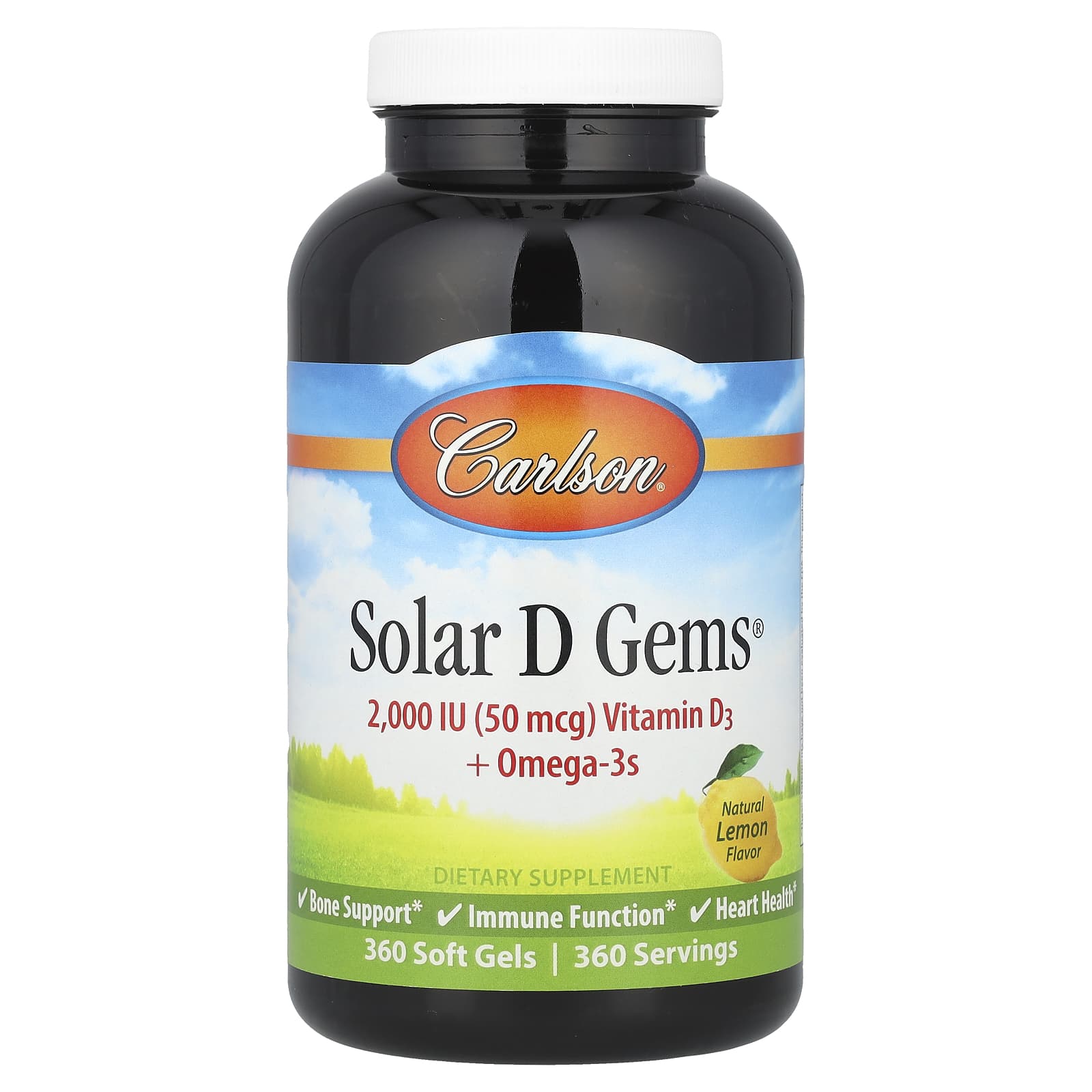 Carlson Solar D Gems – Natural Lemon – 360 capsules molles — Tunisie