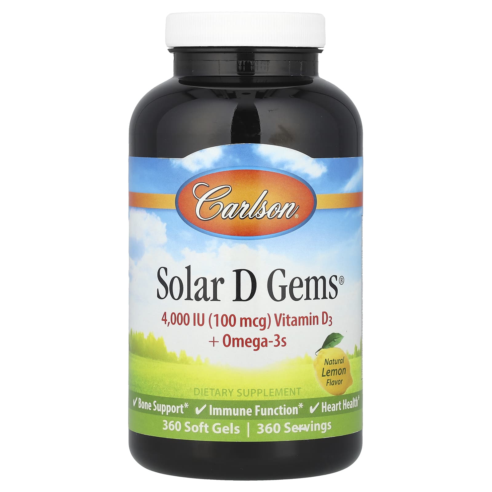 Carlson Solar D Gems – Natural Lemon – 360 capsules molles — Tunisie