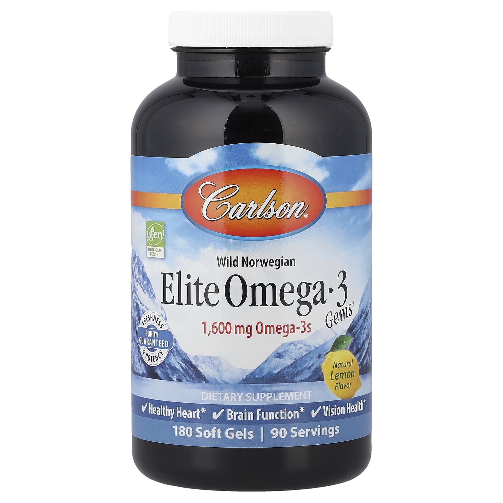 Carlson Wild Norwegian – Natural Lemon – Elite Omega-3 Gems – 180 capsules molles — Tunisie