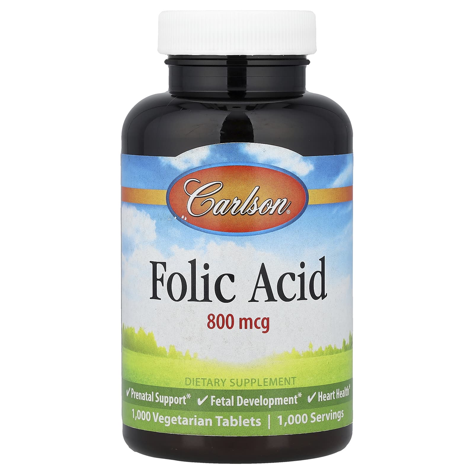 Carlson Folic Acid – 1 000 comprimés végétariens – 800 µg — Tunisie