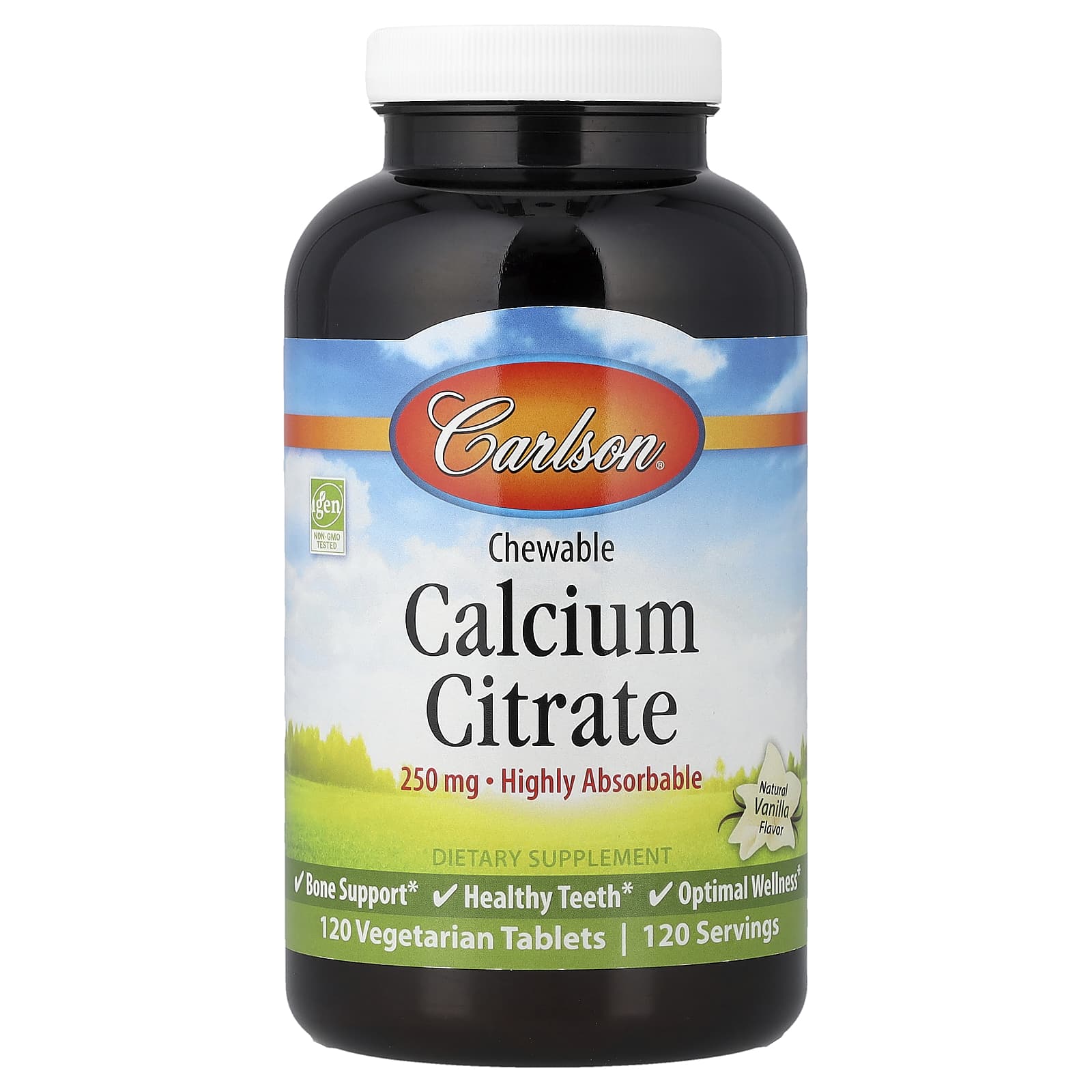Carlson Chewable Calcium Citrate – Natural Vanilla – 250 mg — Tunisie