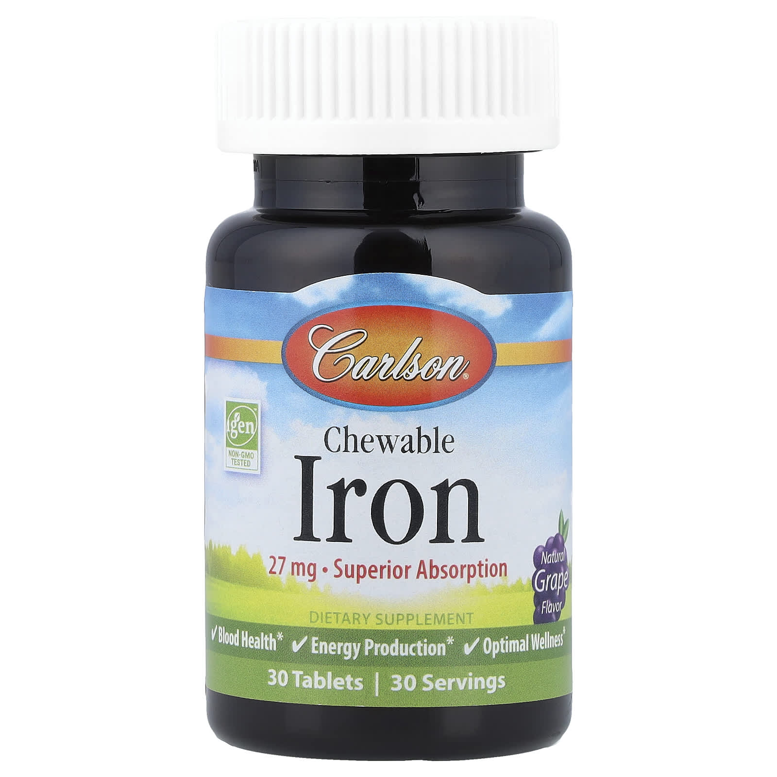 Carlson Chewable Iron – Natural Grape – 30 comprimés — Tunisie