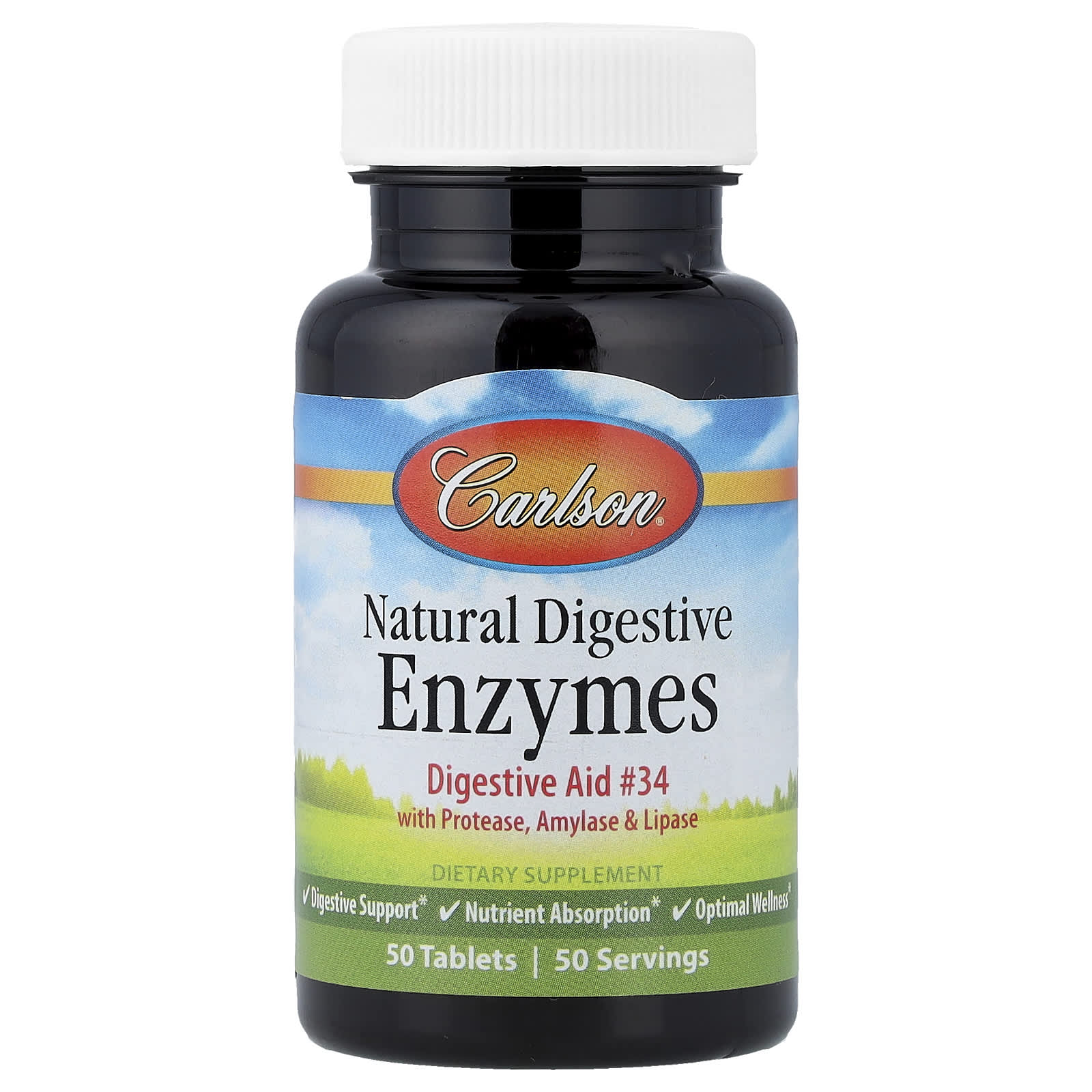 Carlson Natural Digestive Enzymes – 50 comprimés — Tunisie