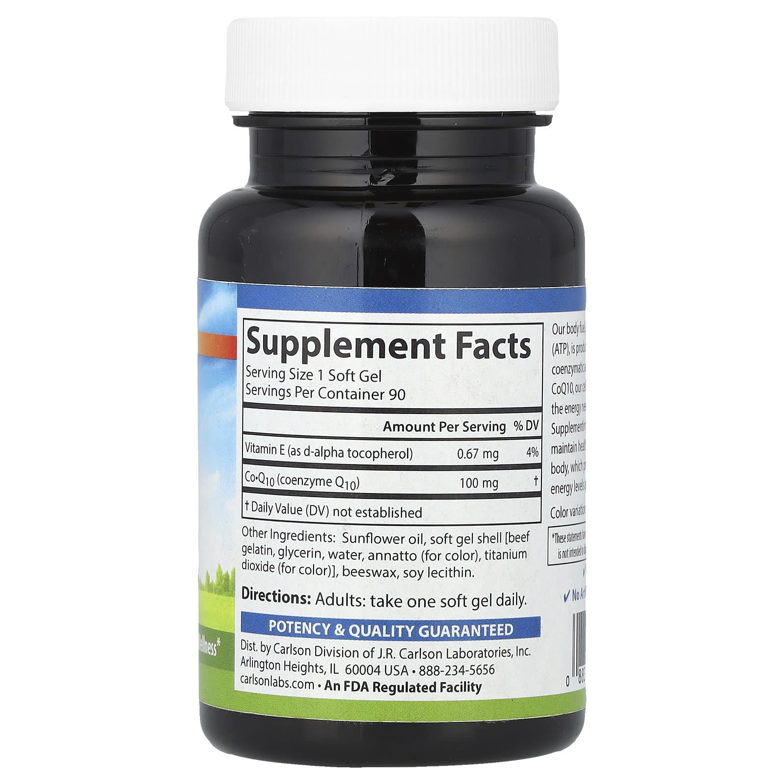 Carlson CoQ10 – 100 mg – 90 capsules molles — photo 2 sur 2