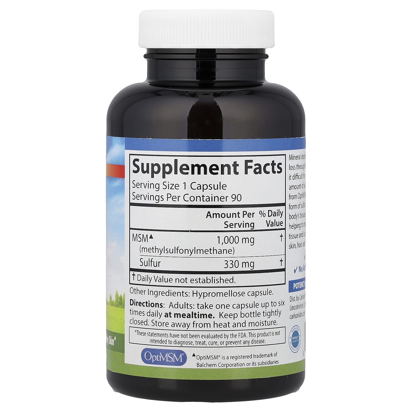 Carlson MSM Sulfur – 90 gélules végétales — photo 2 sur 2