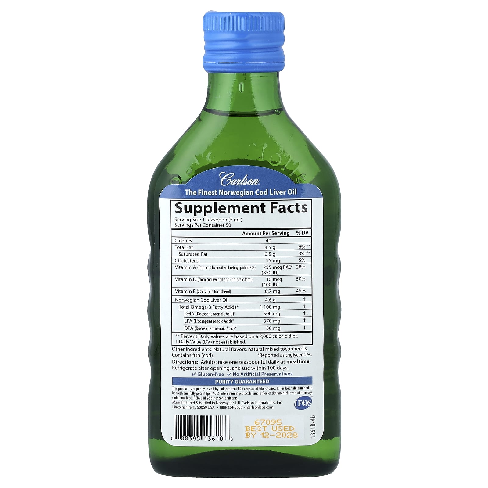 Carlson Wild Norwegian Cod Liver Oil – Fruit Splash – 250 ml — photo 2 sur 2