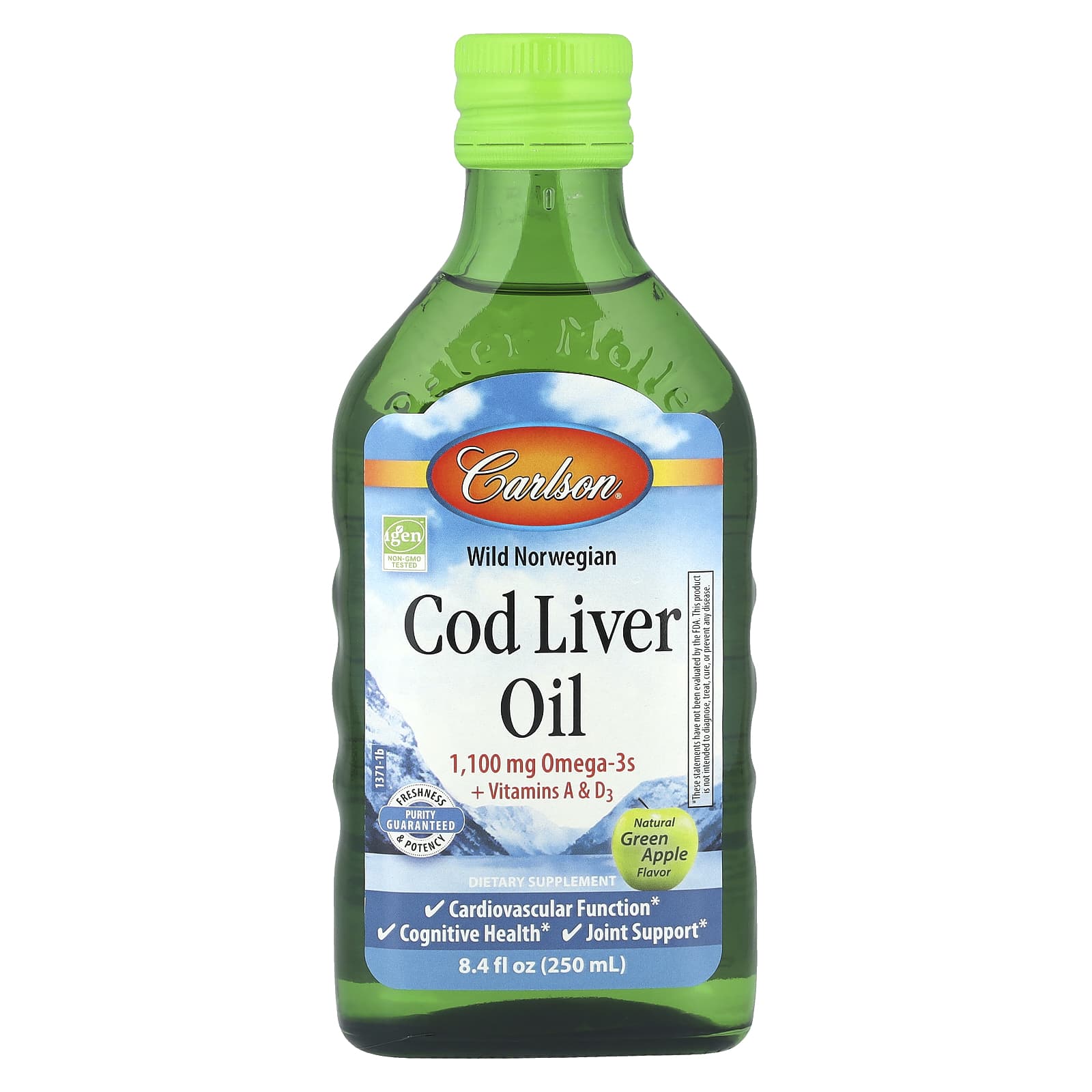 Carlson Cod Liver Oil – Natural Green Apple – 250 ml — Tunisie