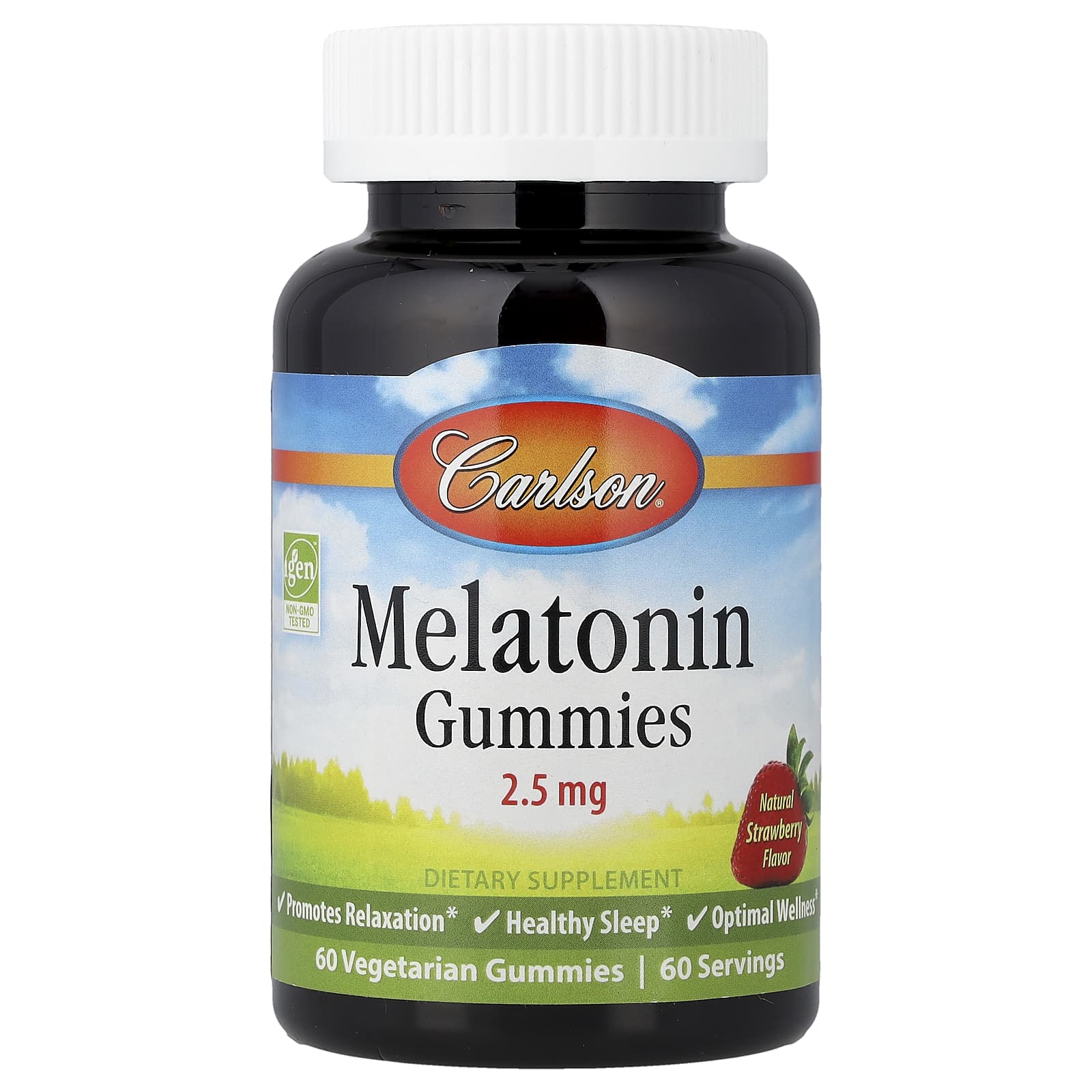 Carlson Melatonin Gummies – Natural Strawberry – 60 gommes – 2,5 mg — Tunisie