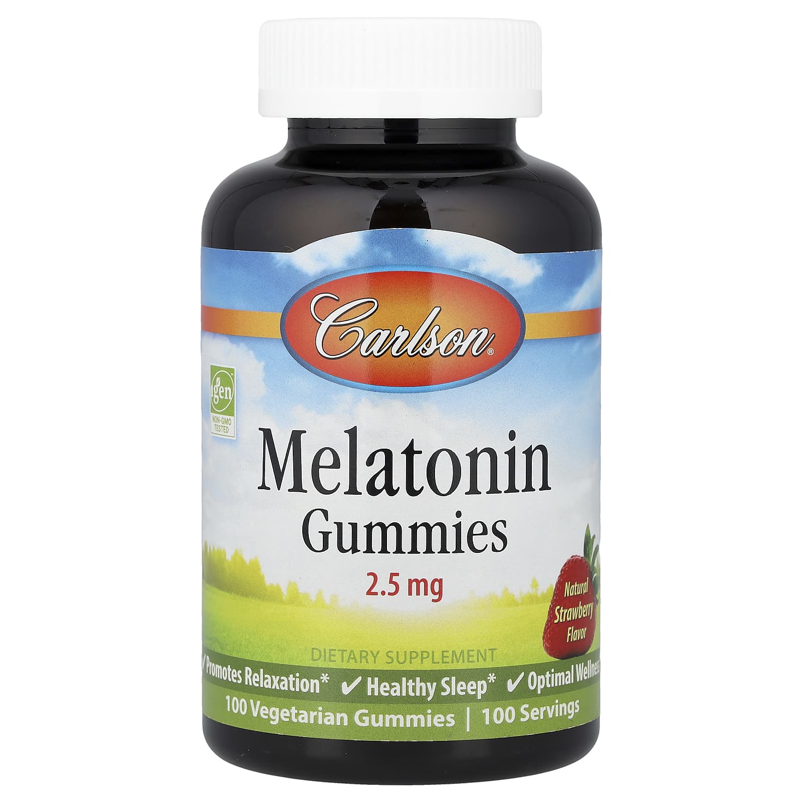 Carlson Melatonin Gummies – Natural Strawberry – 100 gommes – 2,5 mg — Tunisie
