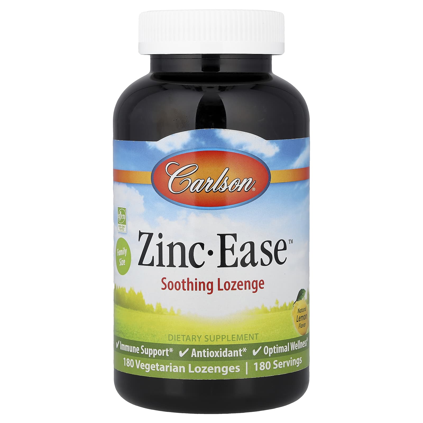 Carlson Zinc-Ease Soothing Lozenge, 180 Vegetarian Lozenges (10 mg per Lozenge) – Natural Lemon — Tunisie
