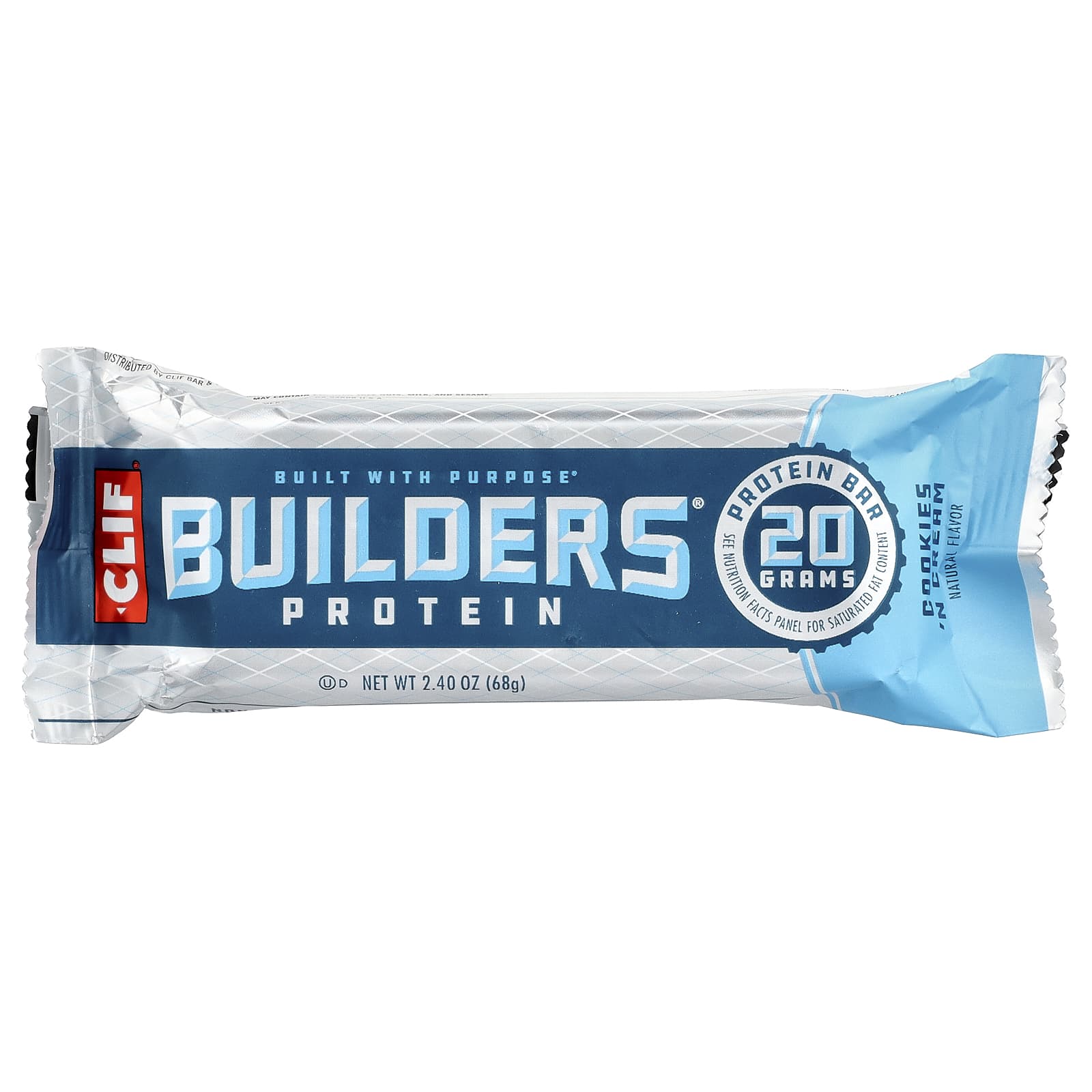 Clif Bar Builders Protein Bar – Cookies N' Cream – 68 g — étiquette 1