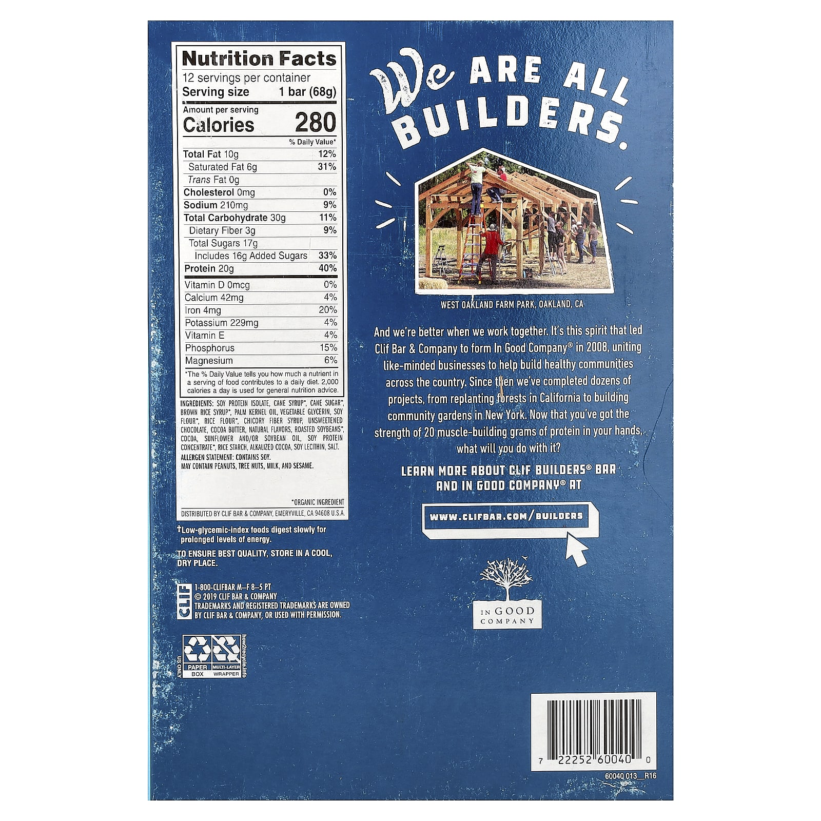 Clif Bar Builders Protein Bar – Cookies N' Cream – 68 g — photo 2 sur 2