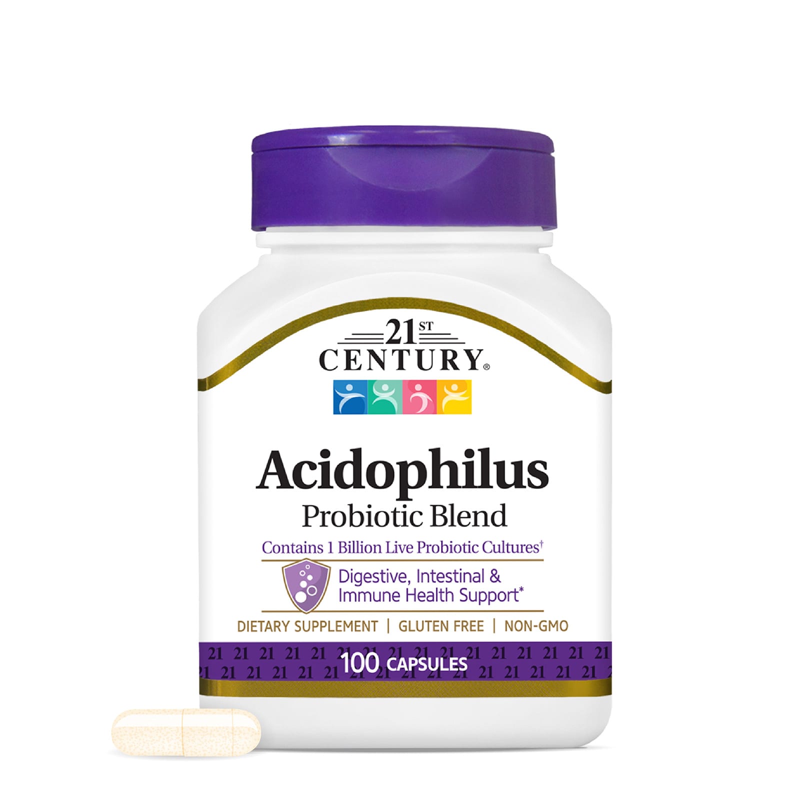 21st Century Acidophilus Probiotic Blend – 100 gélules — étiquette 1