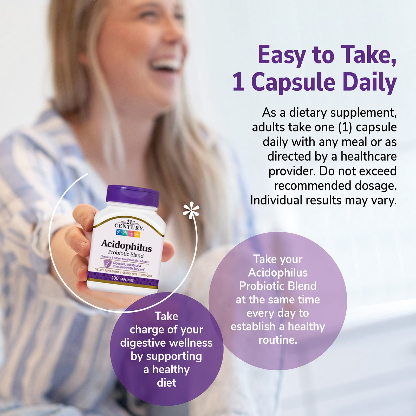21st Century Acidophilus Probiotic Blend – 100 gélules — étiquette 7