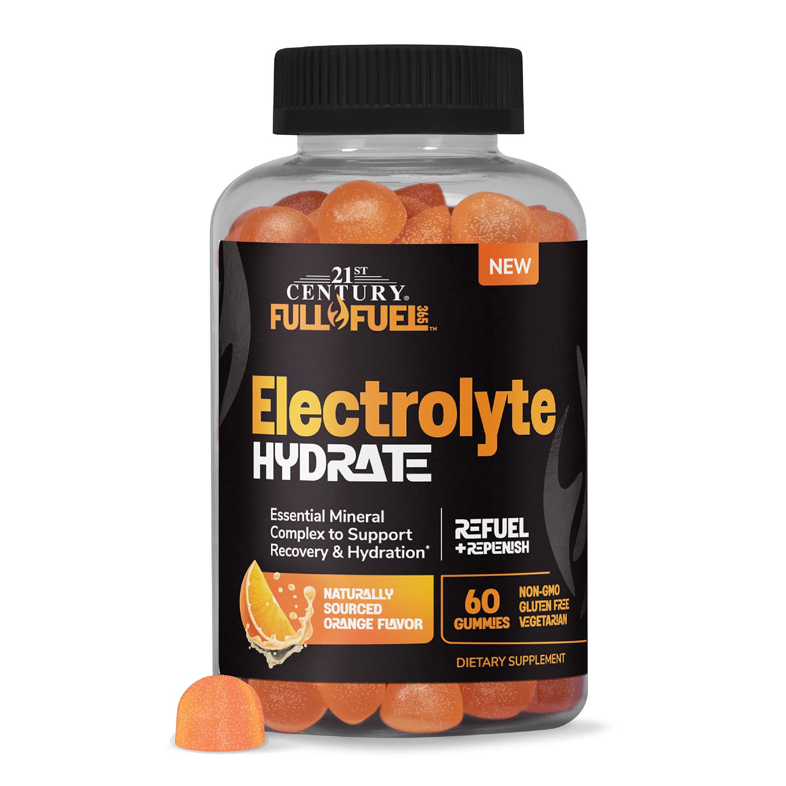 21st Century Electrolyte Hydrate Gummies – Orange – 60 gommes — étiquette 1