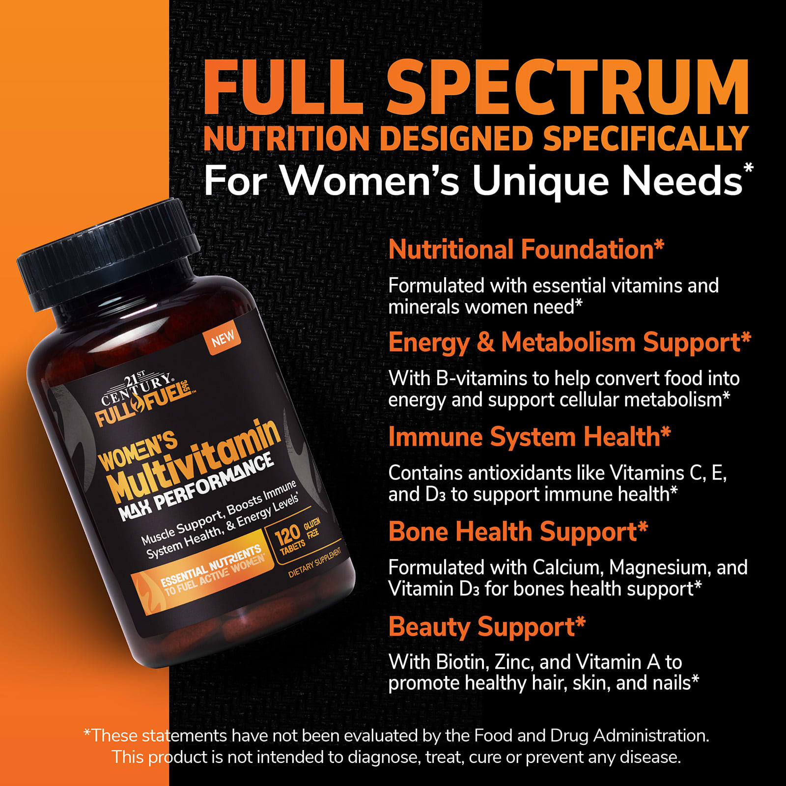 21st Century Full Fuel 365, Women's Multivitamin, Max Performance – 120 comprimés — étiquette 3
