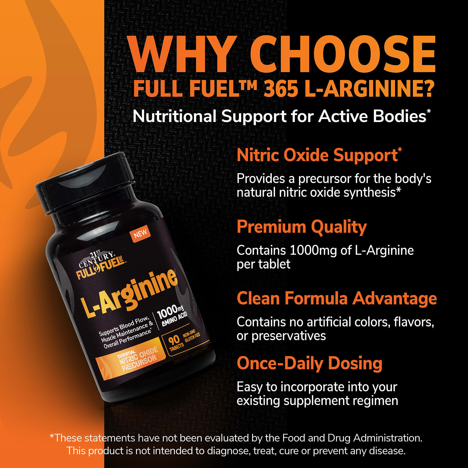 21st Century Full Fuel 365, L-Arginine – 90 comprimés — étiquette 3