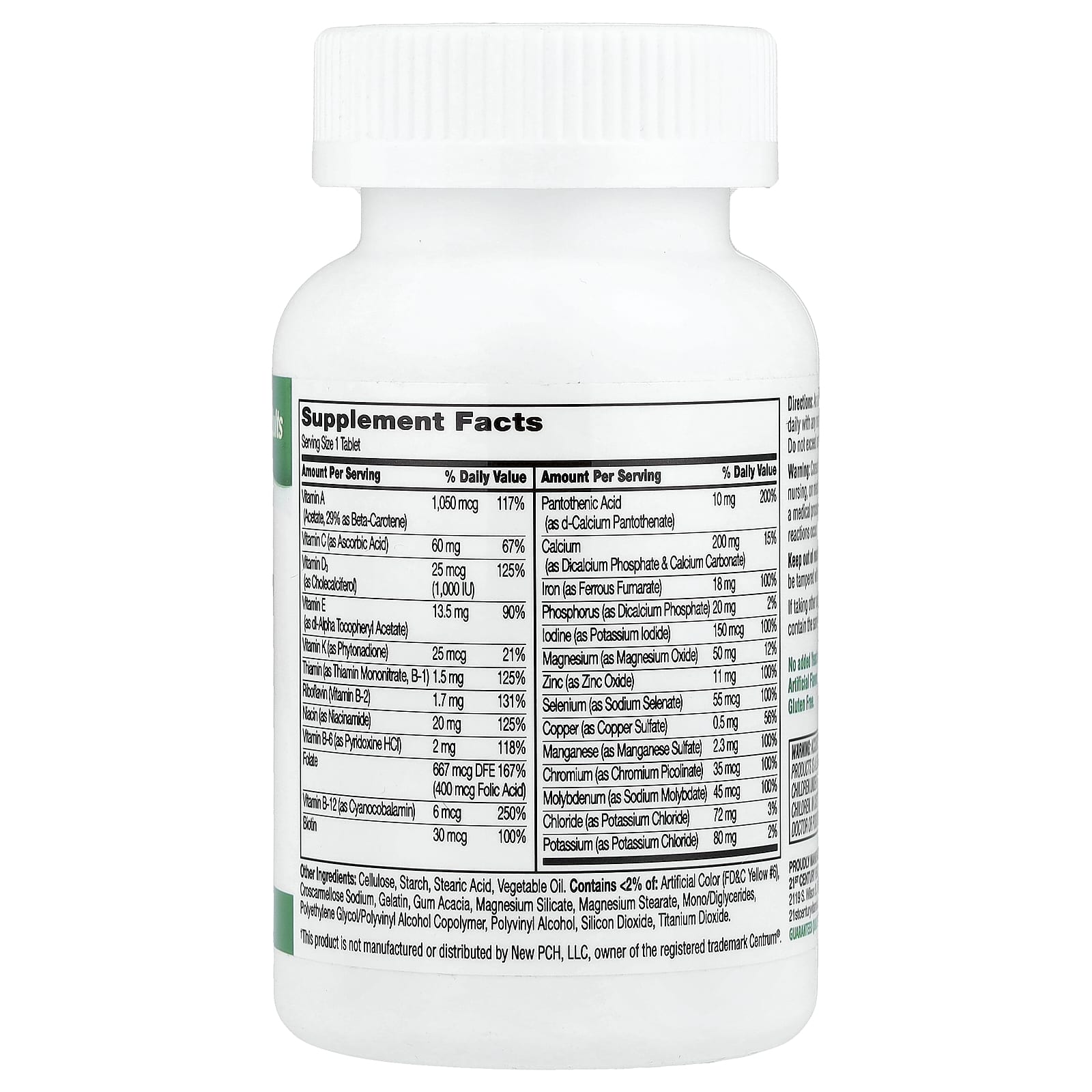 21st Century Sentry, Adults Multivitamin & Multimineral Supplement – 130 comprimés — photo 2 sur 2