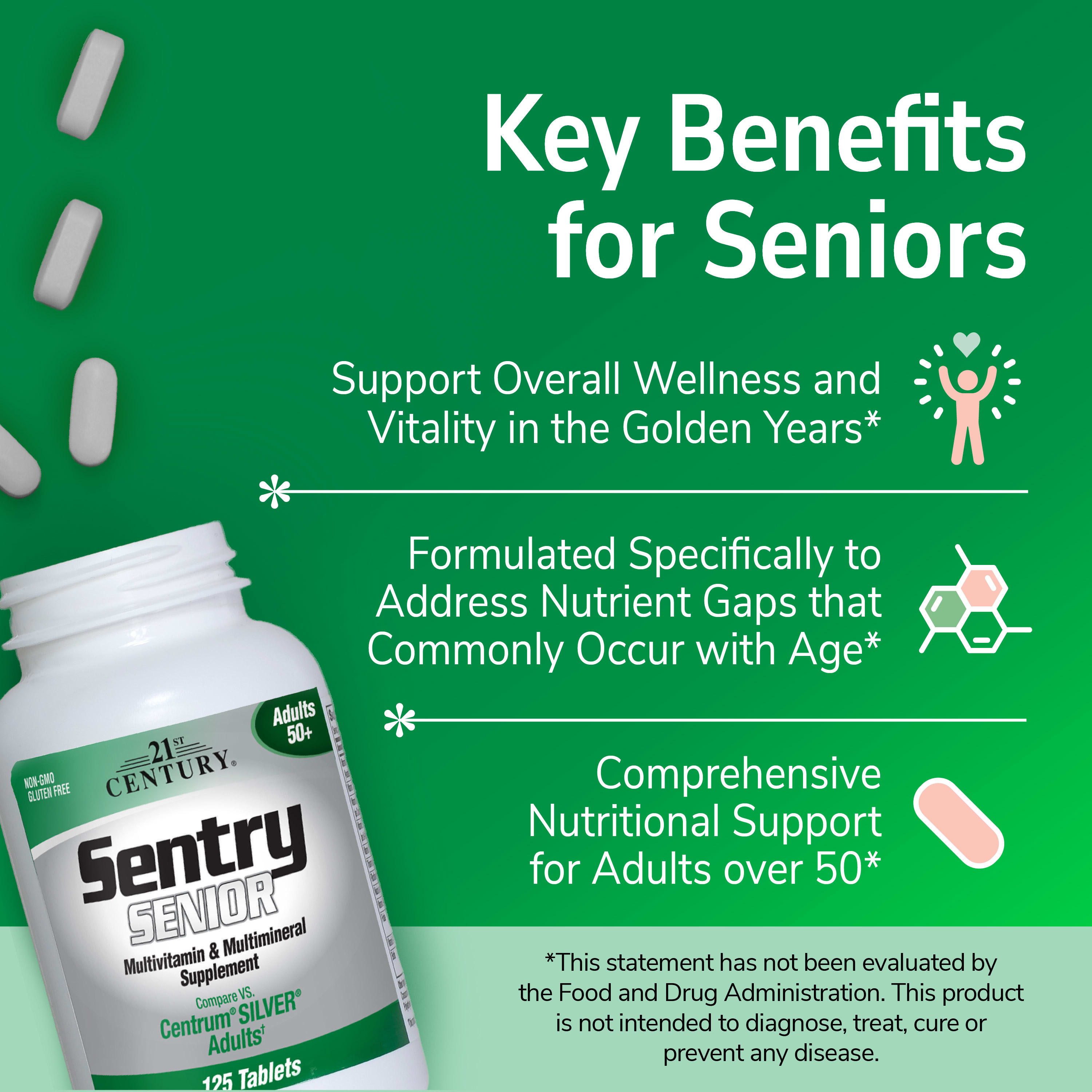 21st Century Sentry Senior, Multivitamin & Multimineral Supplement – 125 comprimés — étiquette 2