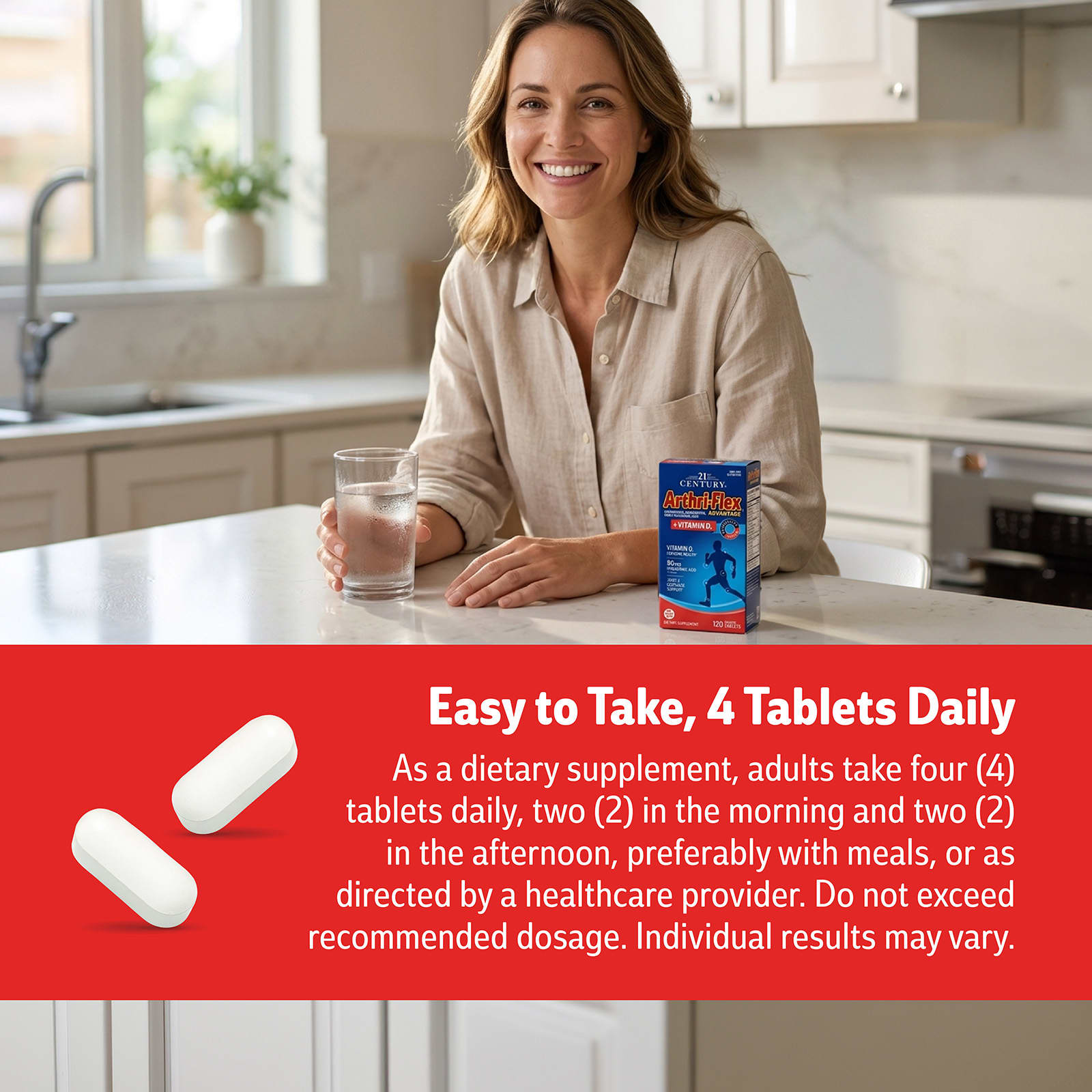 21st Century Arthri-Flex Advantage + Vitamin D3, 120 Coated Tablets — étiquette 7