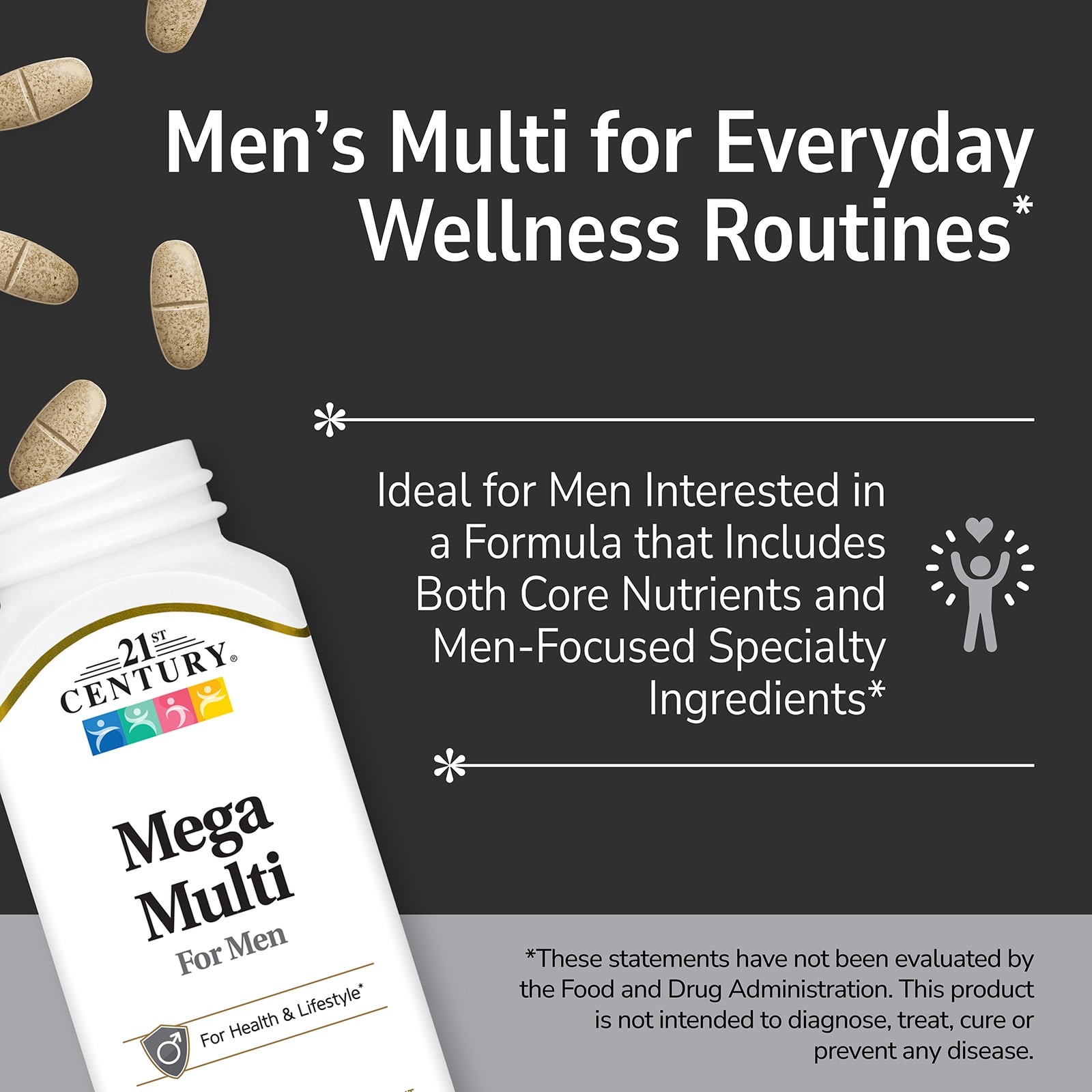 21st Century Mega Multi For Men – 90 comprimés — étiquette 2