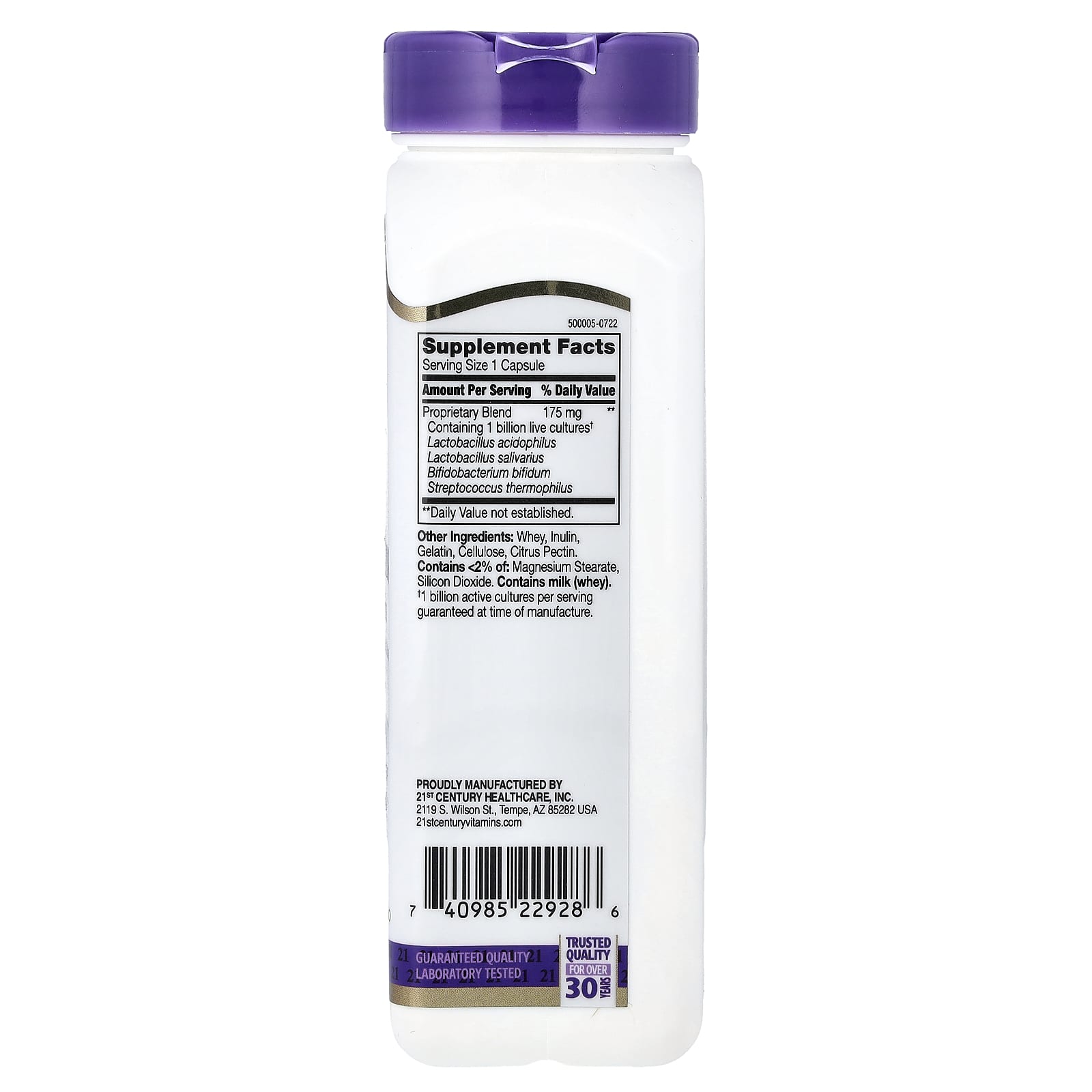 21st Century Acidophilus Probiotic Blend – 150 gélules — photo 2 sur 2