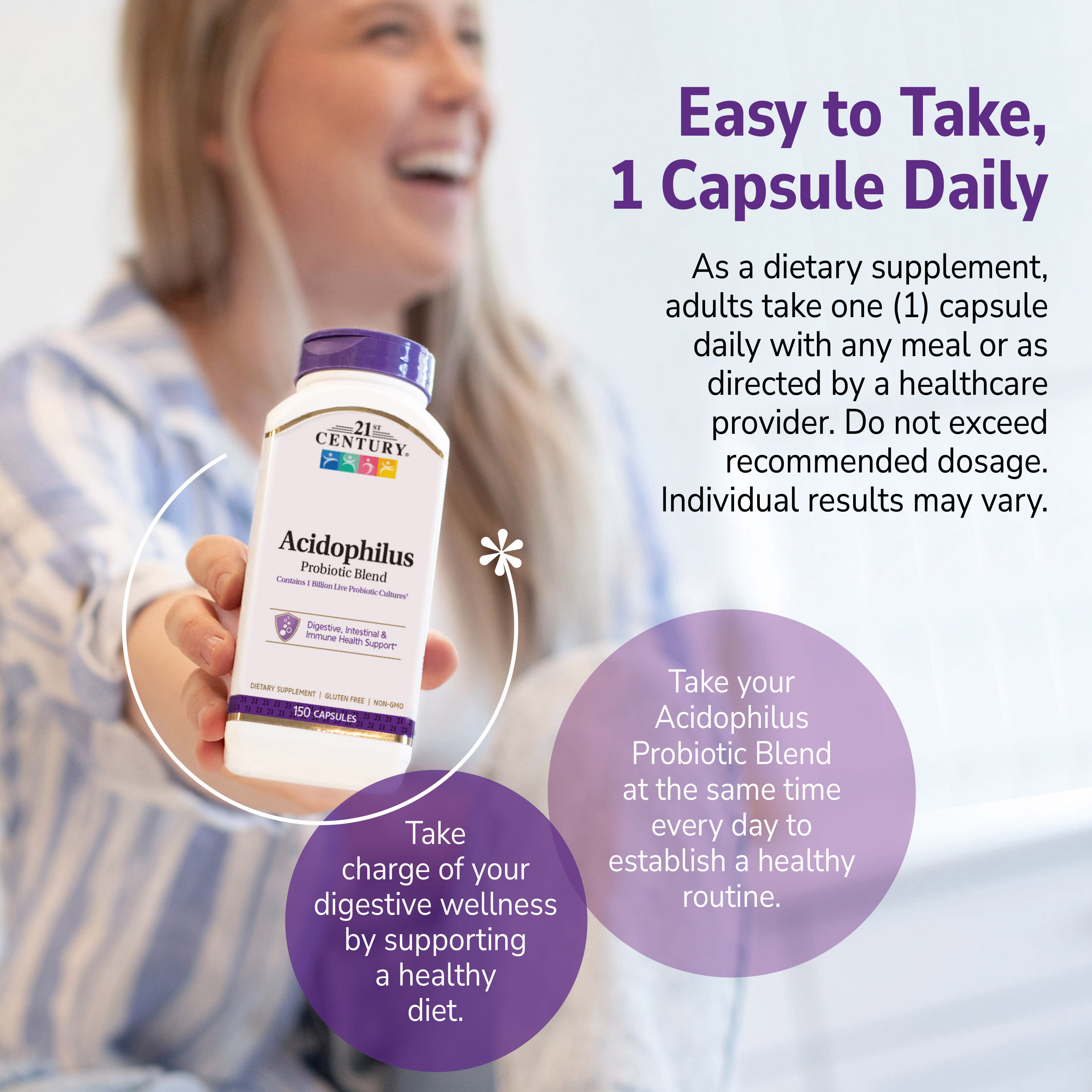 21st Century Acidophilus Probiotic Blend – 150 gélules — étiquette 5