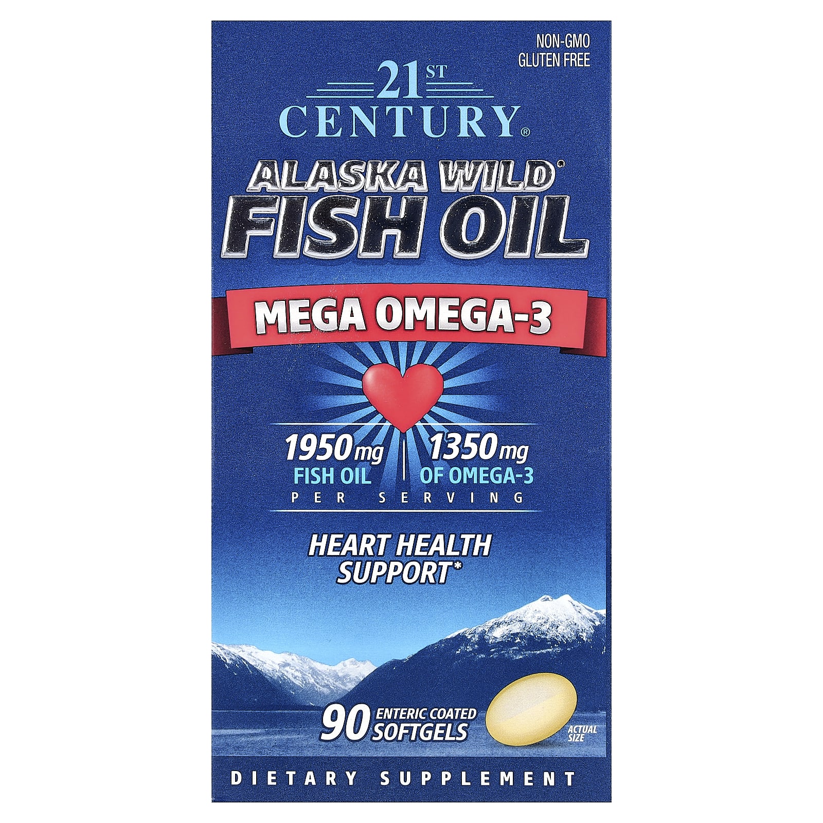 21st Century Alaska Wild Fish Oil, Mega Omega 3, 90 Enteric Coated Softgels — Tunisie