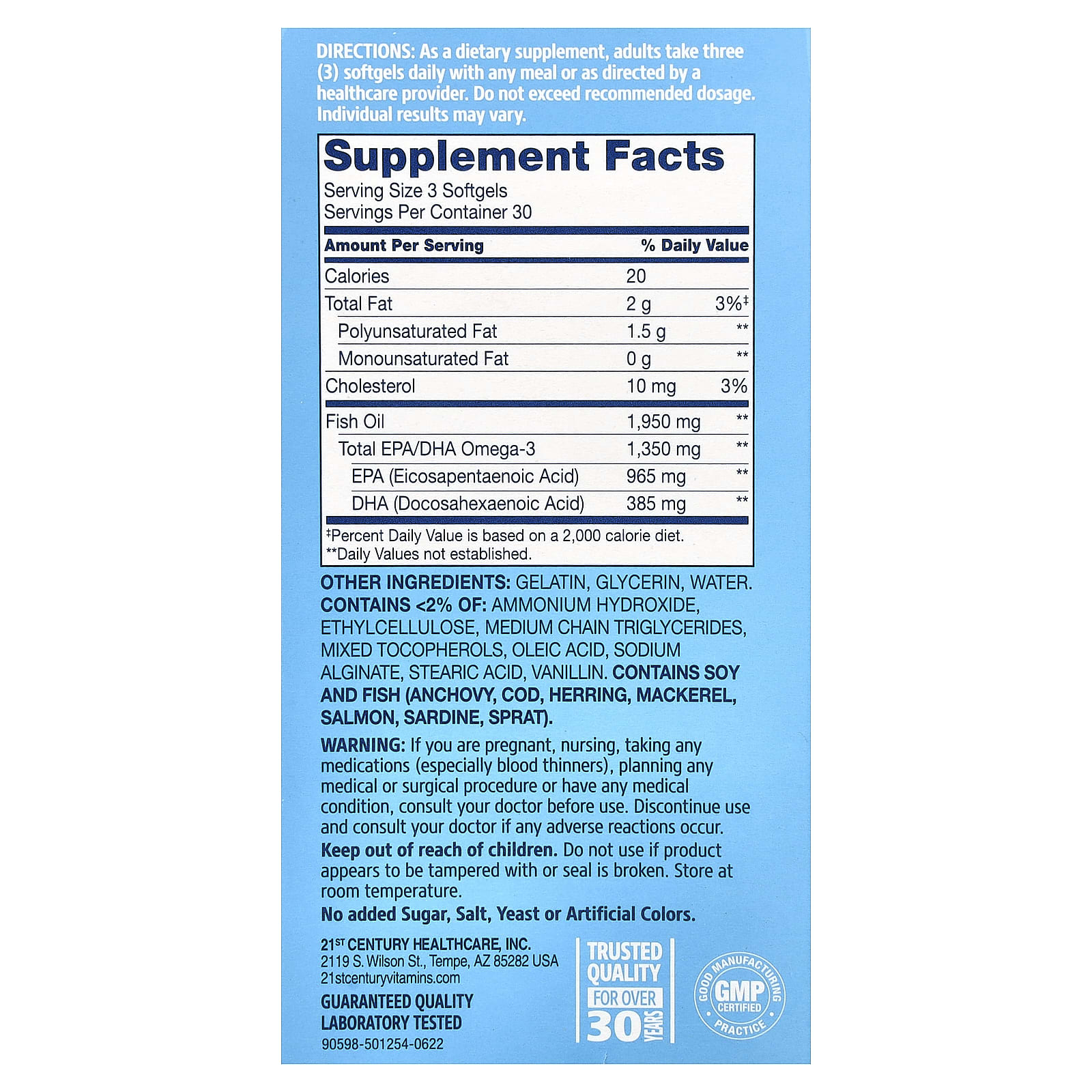 21st Century Alaska Wild Fish Oil, Mega Omega 3, 90 Enteric Coated Softgels — photo 2 sur 2