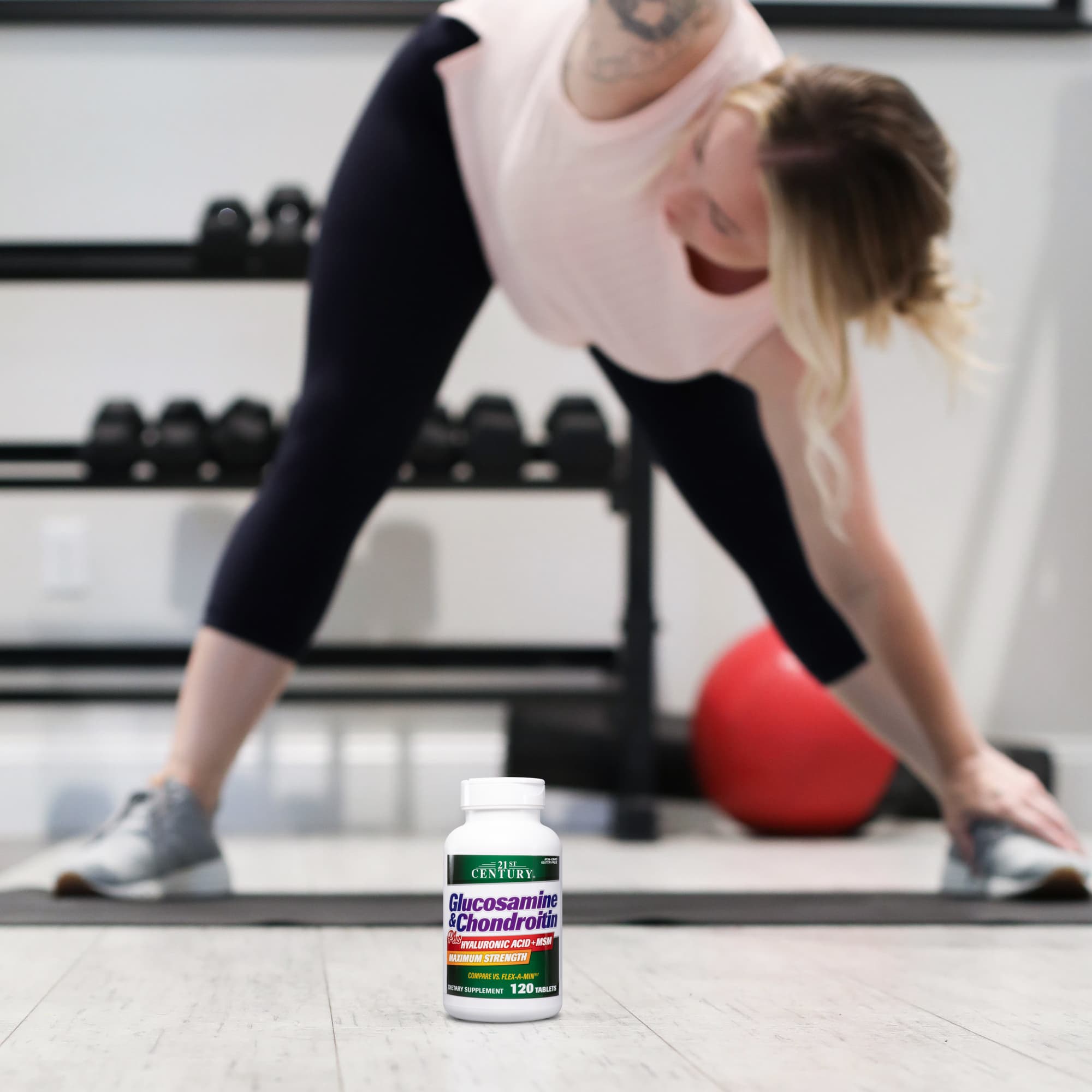 21st Century Glucosamine & Chondroitin Plus Hyaluronic Acid + MSM – 120 comprimés — étiquette 1