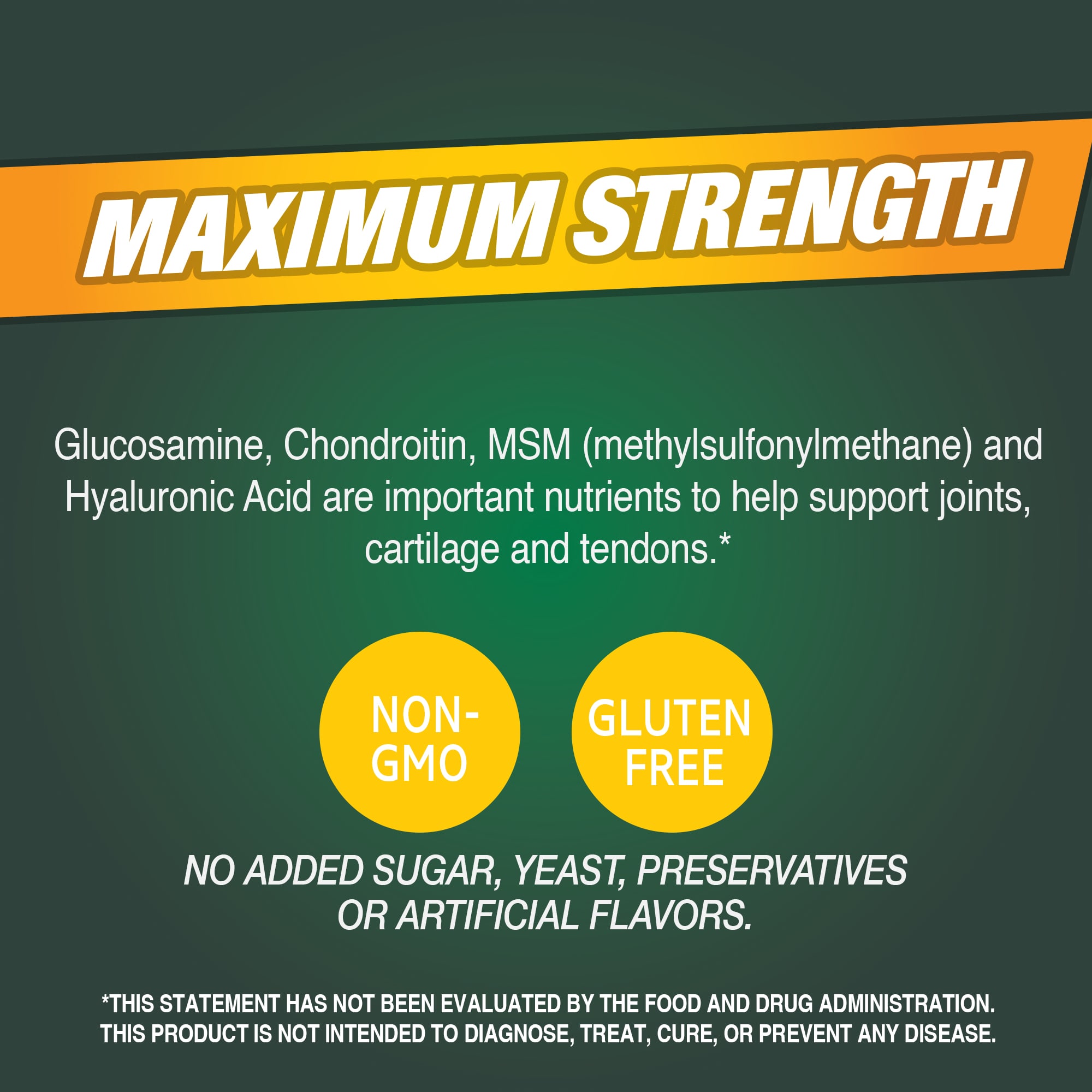 21st Century Glucosamine & Chondroitin Plus Hyaluronic Acid + MSM – 120 comprimés — étiquette 3