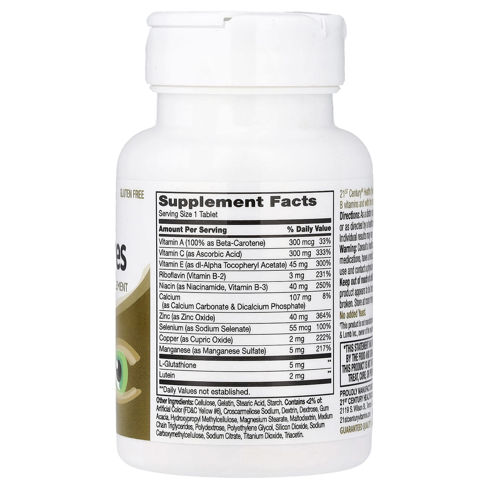 21st Century Healthy Eyes, Extra with Lutein, Zinc & Vitamin B – 36 comprimés — photo 2 sur 2