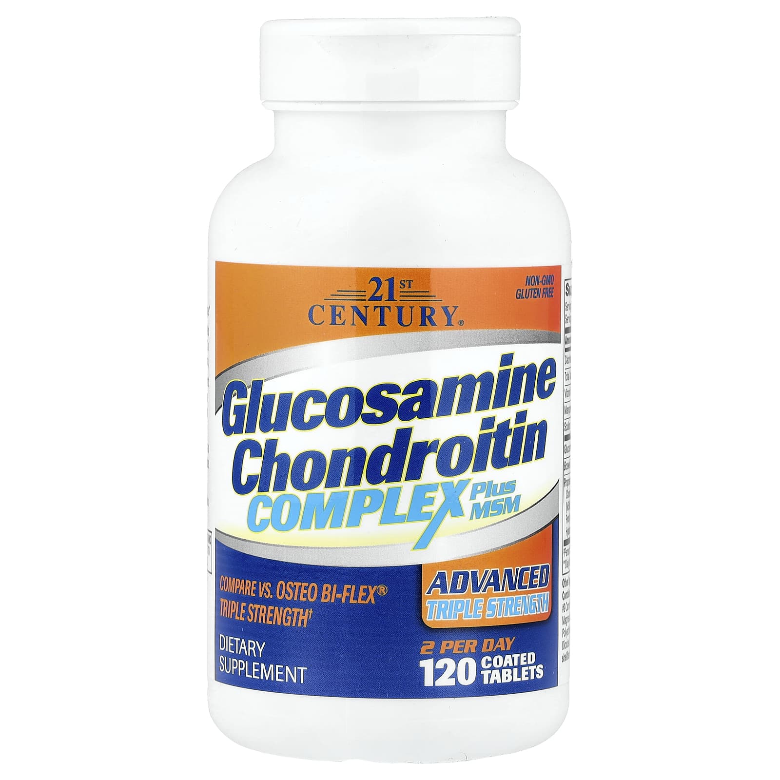 21st Century Glucosamine Chondroitin Complex Plus MSM, Advanced Triple Strength, 120 Coated Tablets — Tunisie
