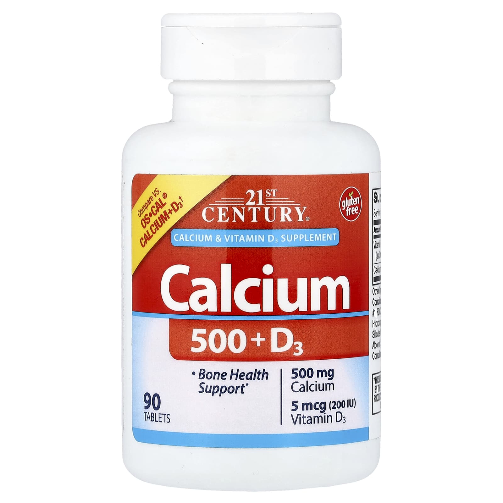 21st Century Calcium 500 + D3 – 90 comprimés — Tunisie
