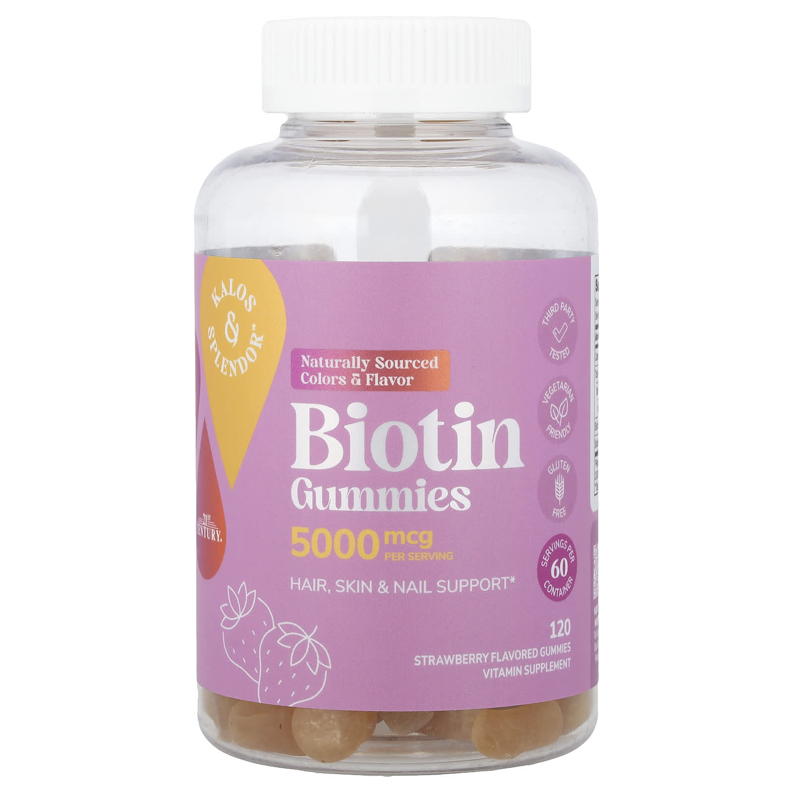 21st Century Biotin Gummies – Strawberry – 120 gommes — Tunisie