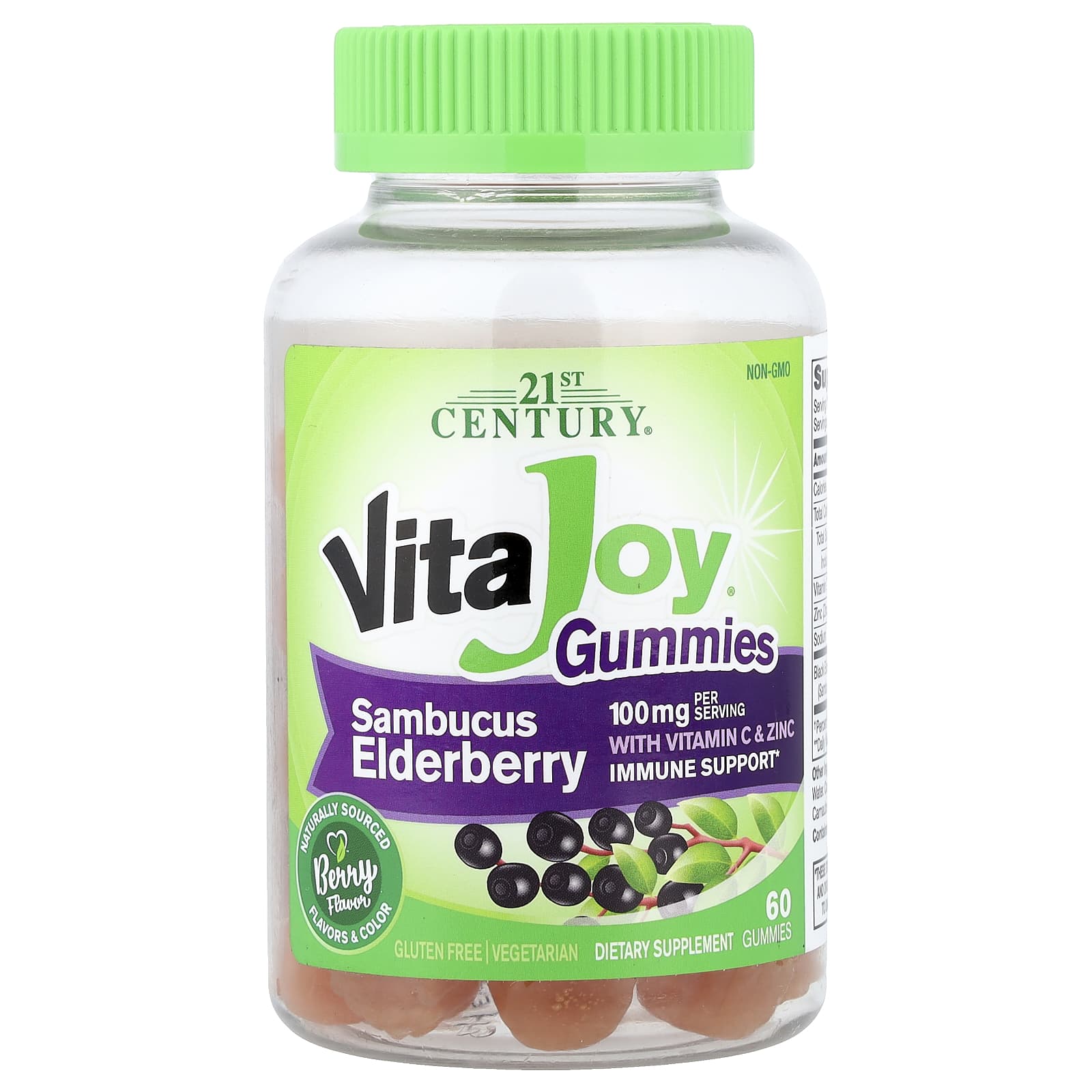 21st Century VitaJoy Sambucus Elderberry With Vitamin C & Zinc Gummies, Berry – VitaJoy Sambucus Elderberry With Vitamin C & Zinc Gummies – 60 gommes — Tunisie