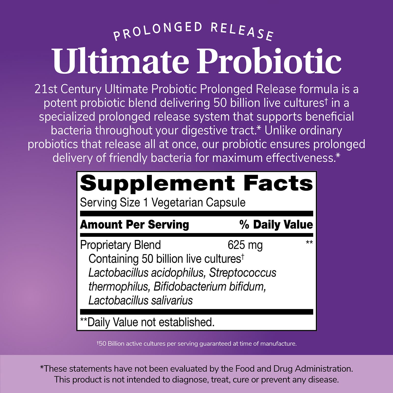 21st Century Ultimate Probiotic – 30 gélules végétales — étiquette 3