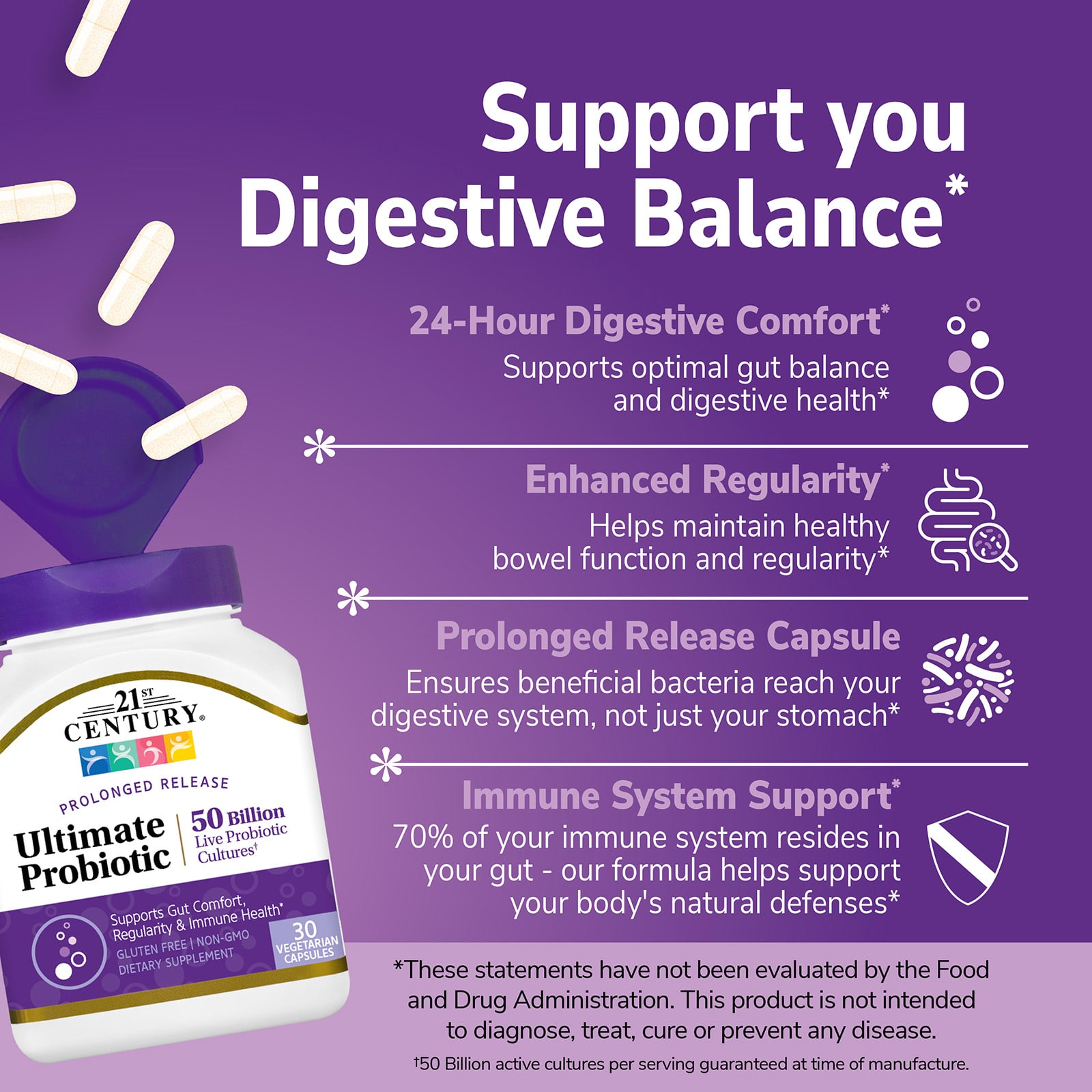21st Century Ultimate Probiotic – 30 gélules végétales — étiquette 4
