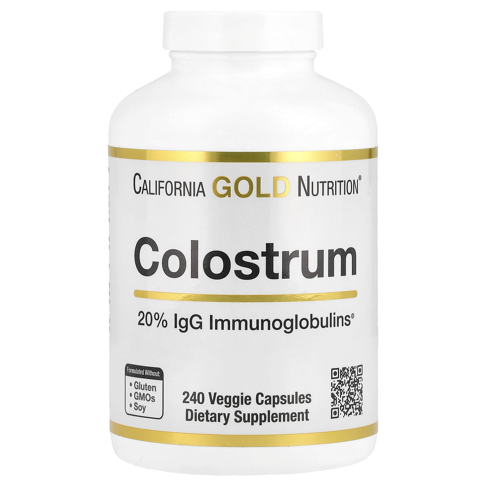 California Gold Nutrition Colostrum with 20% IgG Immunoglobulins – 240 gélules végétales — Tunisie