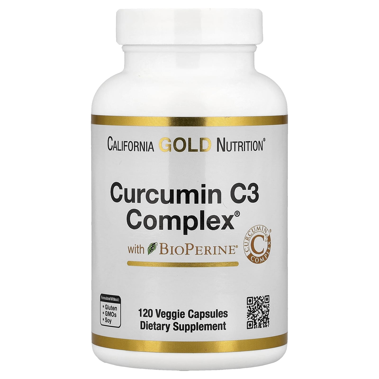 California Gold Nutrition Curcumin C3 Complex with BioPerine – 120 gélules végétales — Tunisie